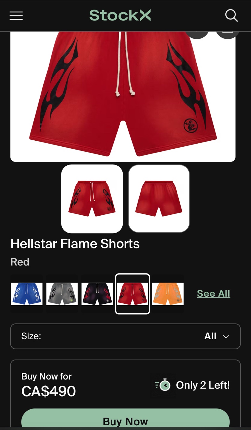 Hellstar Flame Shorts - Red, Size M - photo 2