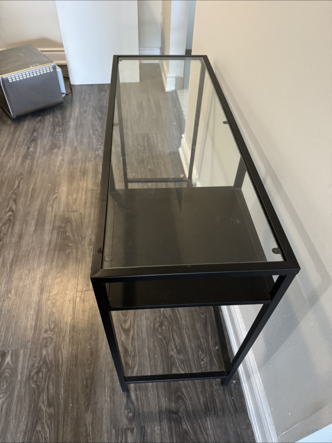 Black Metal & Glass Console Table - photo 2
