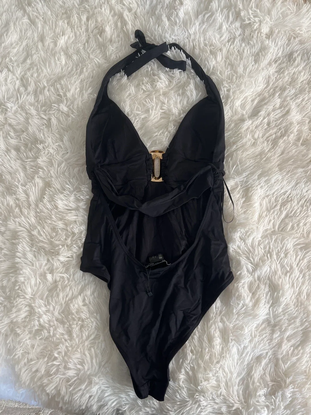 Zara Black Halter One-Piece Swimsuit - Size S image indicator(2)