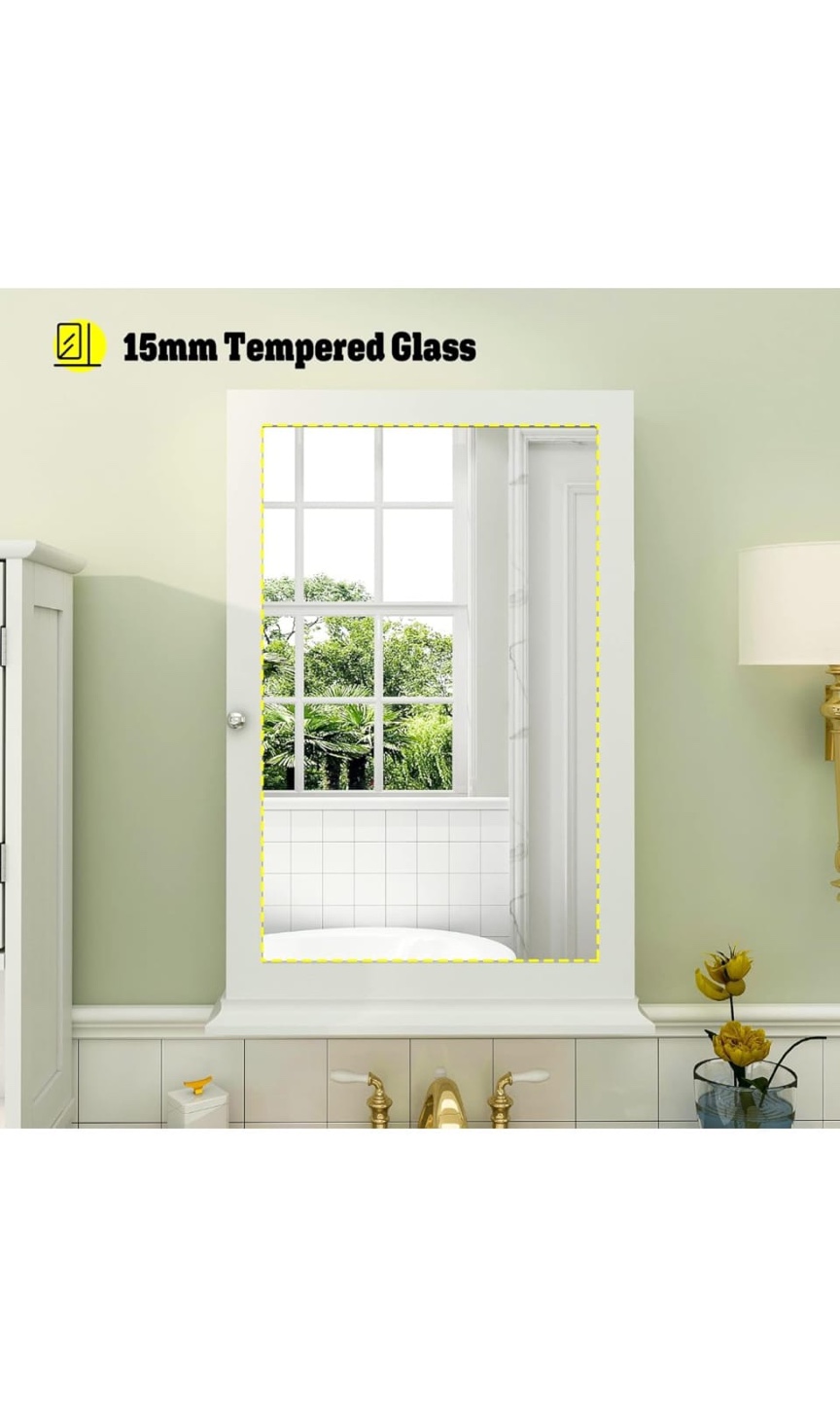 DlandHome Bathroom Mirror Wall Storage Cabinet - White - photo 5
