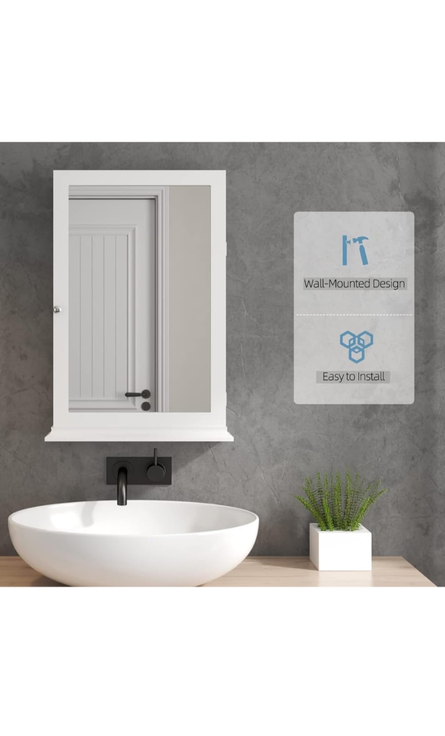 DlandHome Bathroom Mirror Wall Storage Cabinet - White - photo 2