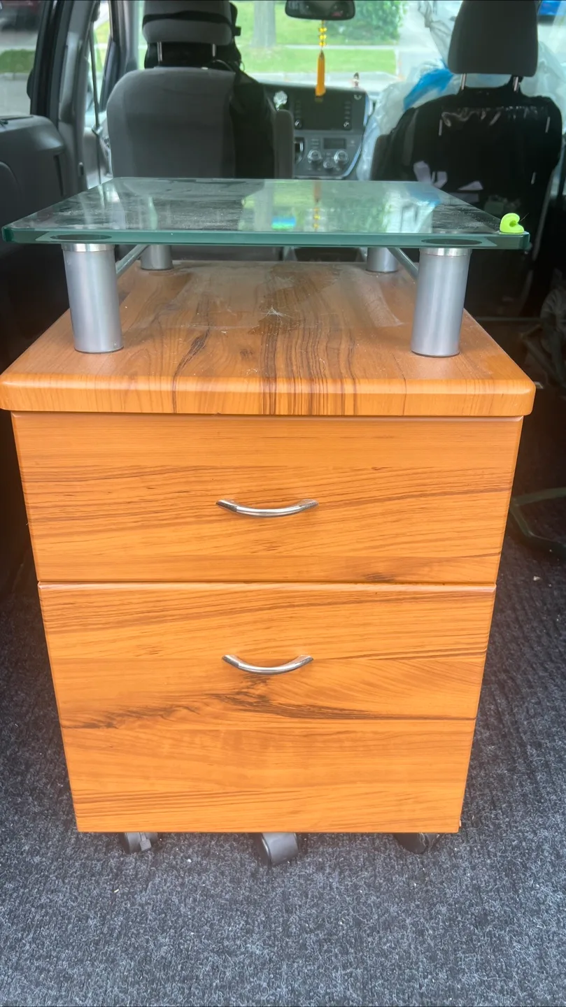 Wood Grain 2-Drawer Rolling Cabinet thumbnail