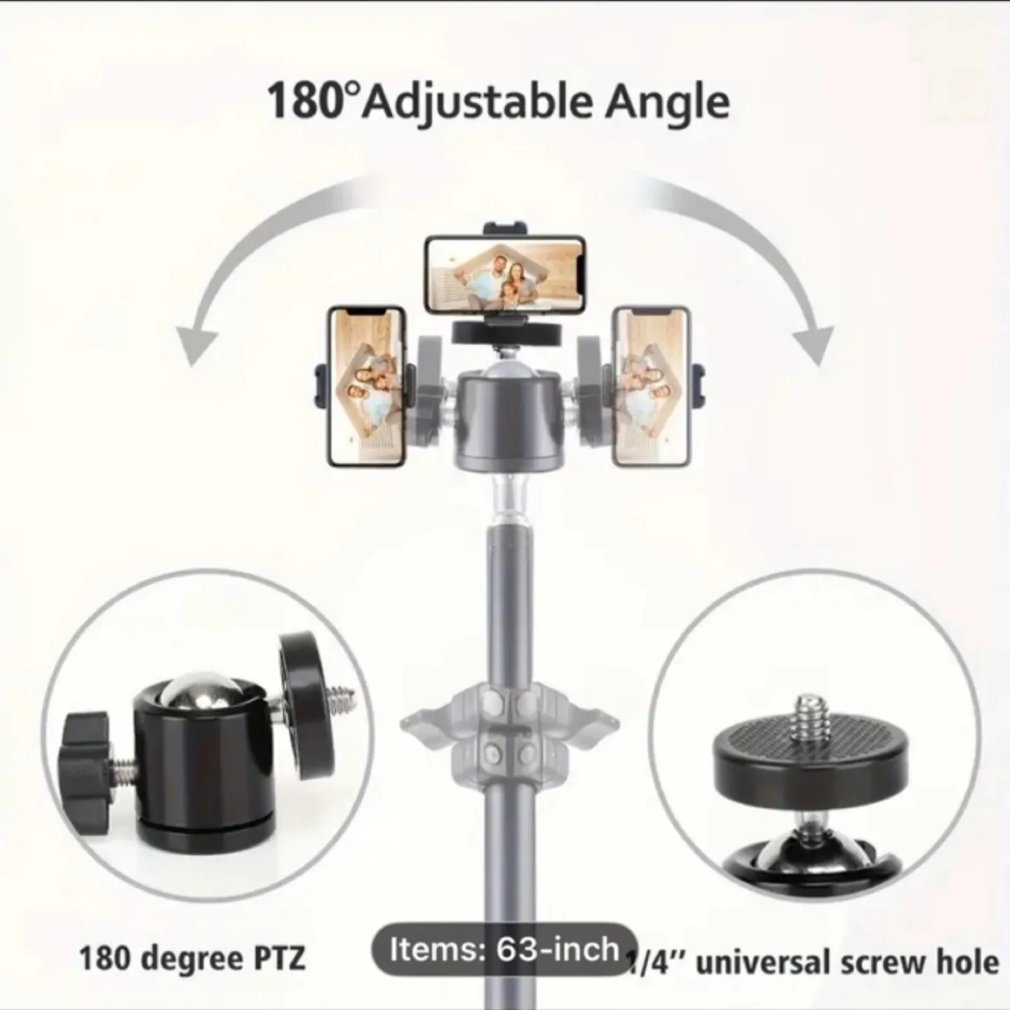 Universal Adjustable Iron Tripod Stand with Phone holder clip image indicator(5)