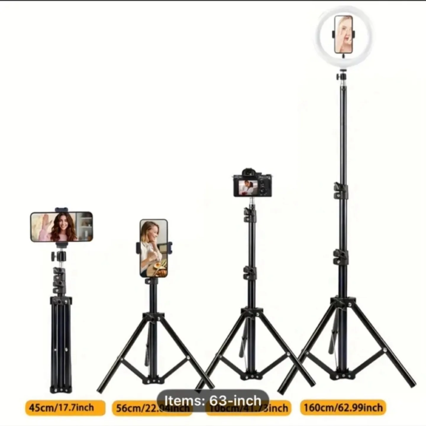 Universal Adjustable Iron Tripod Stand with Phone holder clip image indicator(3)