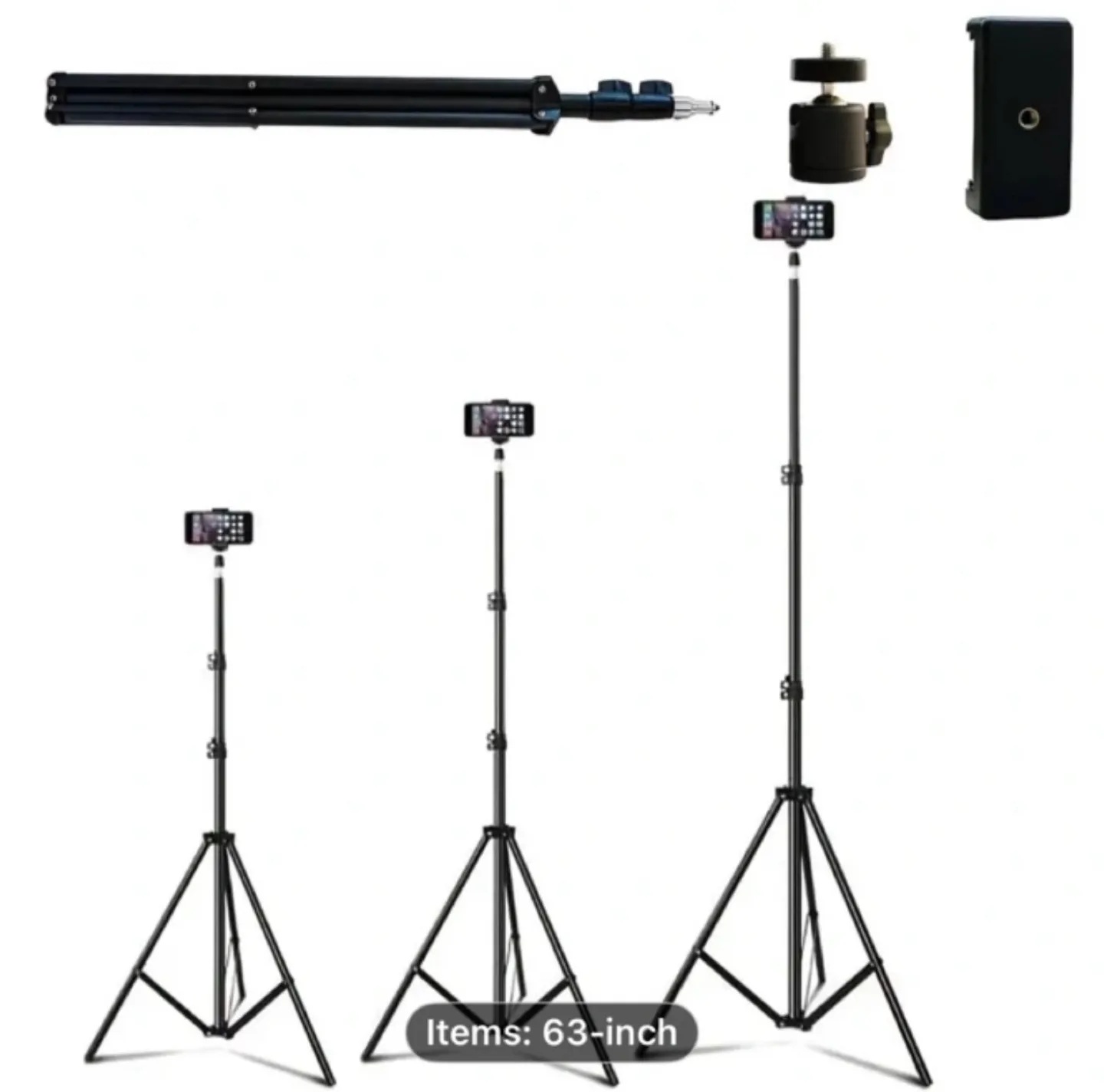 Universal Adjustable Iron Tripod Stand with Phone holder clip image indicator(4)