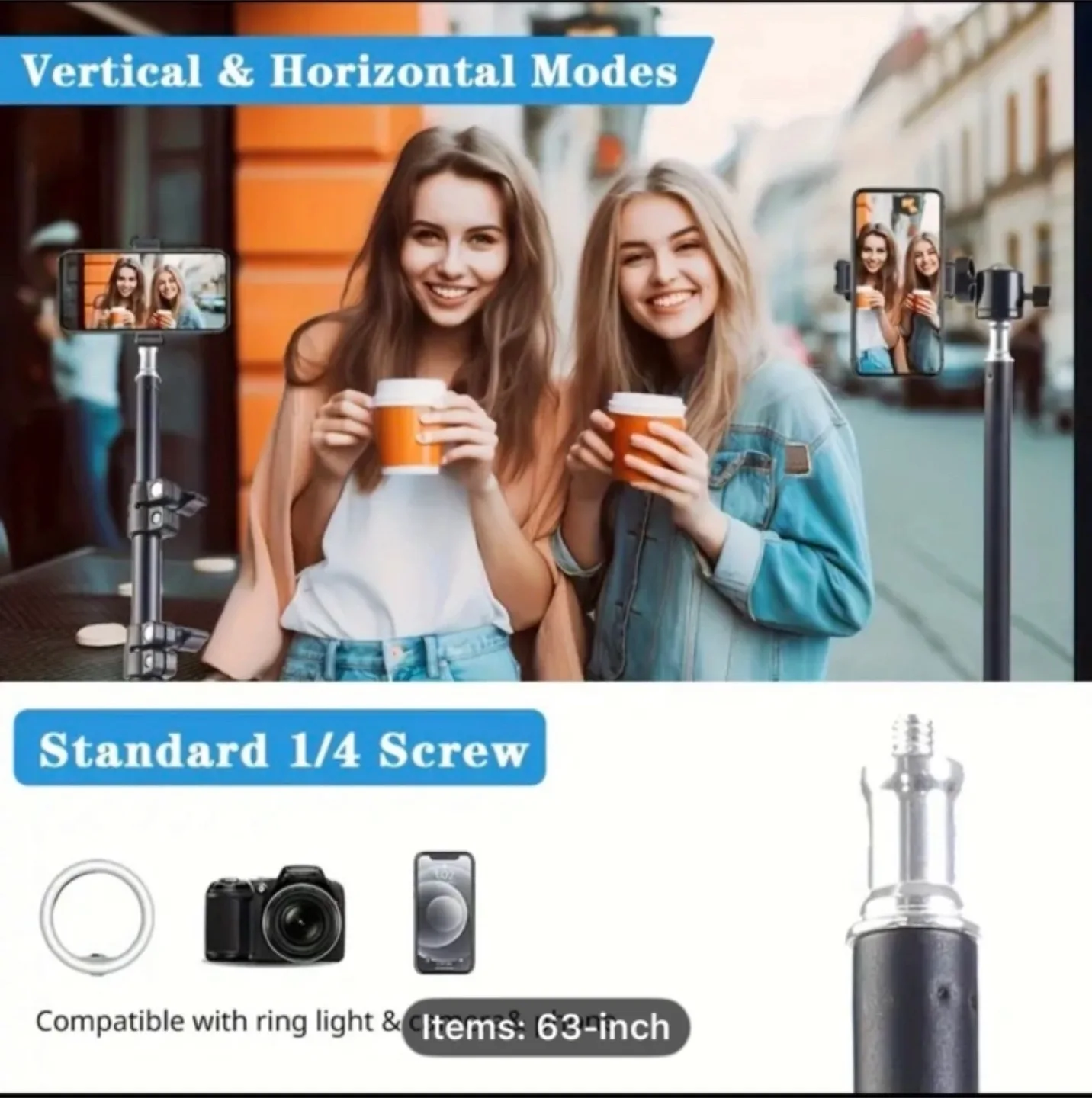 Universal Adjustable Iron Tripod Stand with Phone holder clip thumbnail