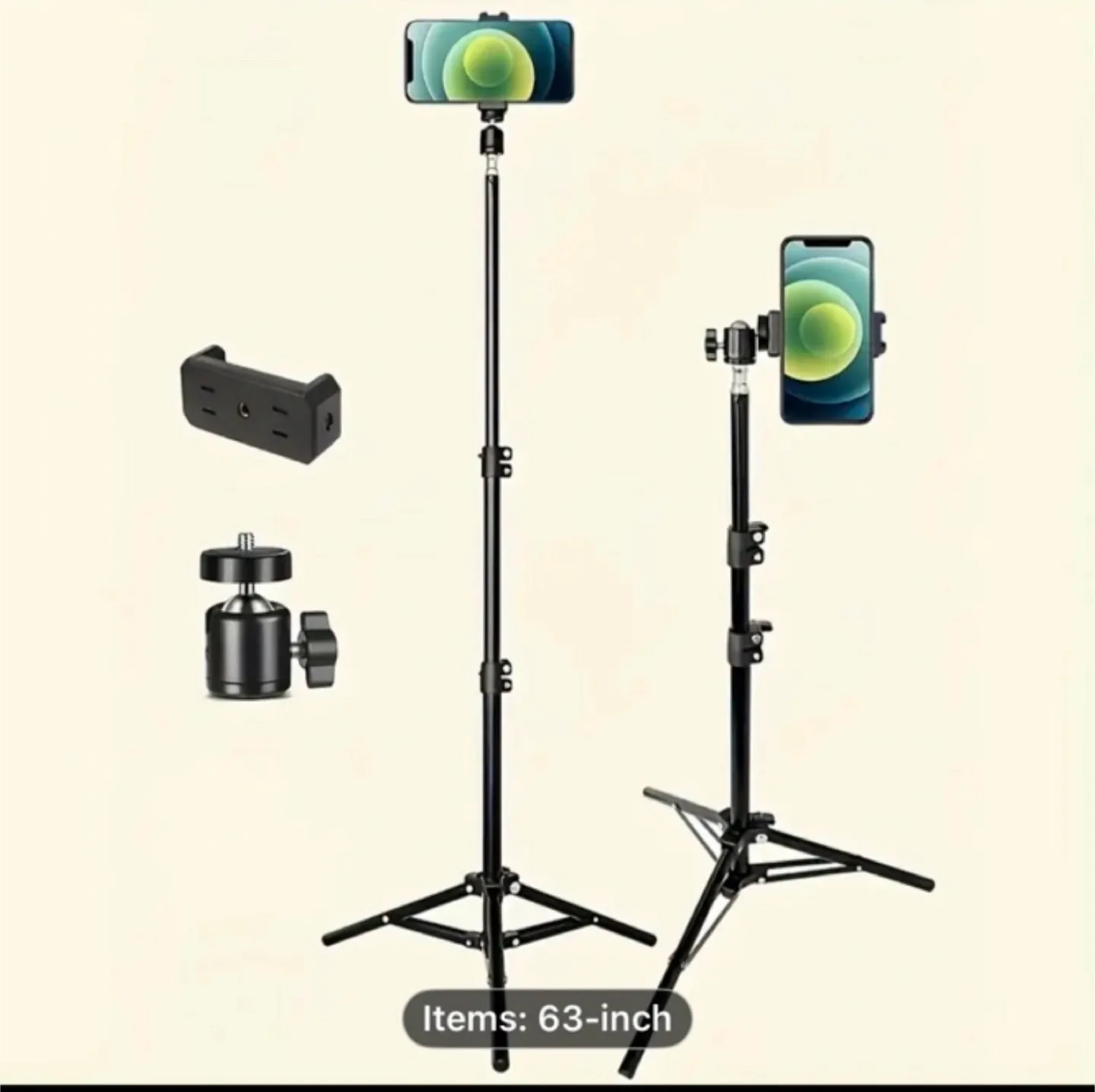 Universal Adjustable Iron Tripod Stand with Phone holder clip image indicator(2)