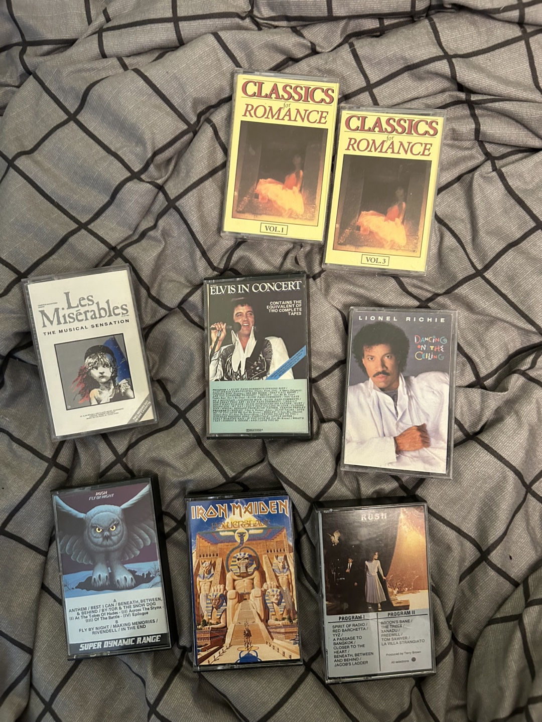 Cassette Tapes: Lionel Richie, Iron Maiden, Rush; 5$/ea