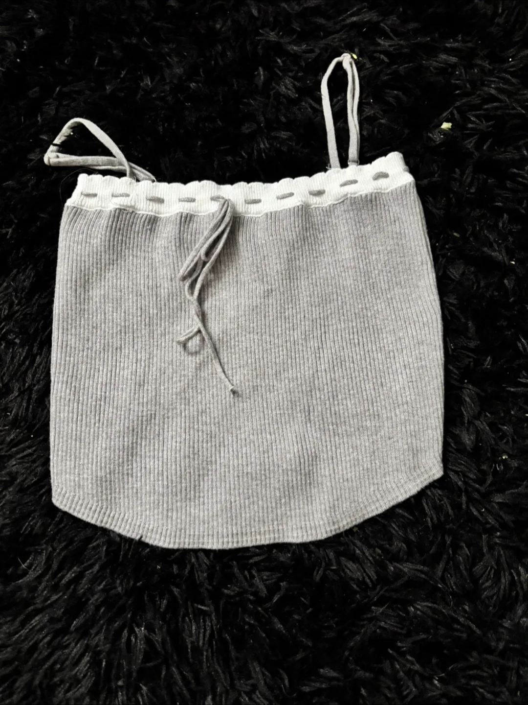 For Love & Lemons Grey Ribbed Tank Top - M thumbnail