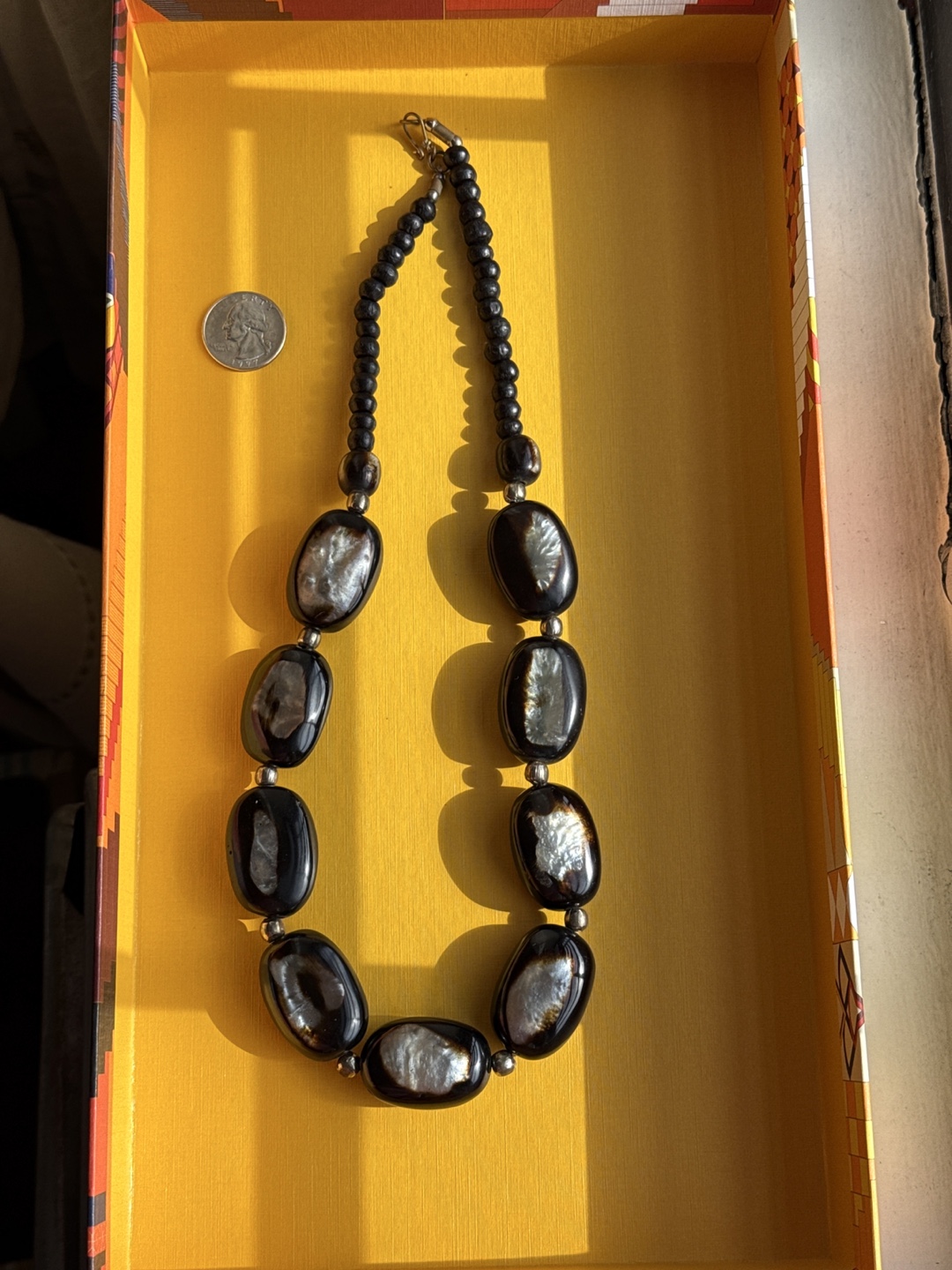 Beaded Necklace - Black & Silver