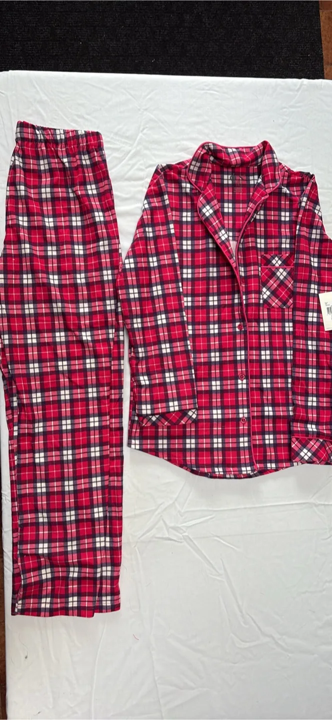 DEX Red-Pink Plaid Pajama Set - XL/TG thumbnail
