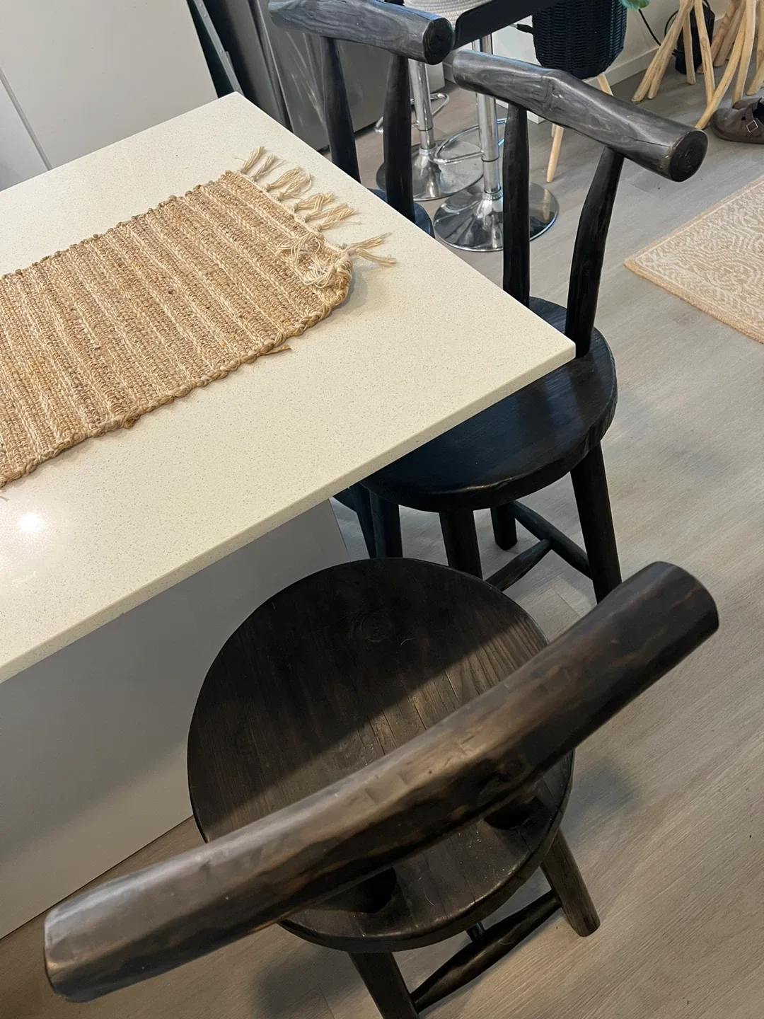 Set of 3 Black Wooden Bar Stools thumbnail