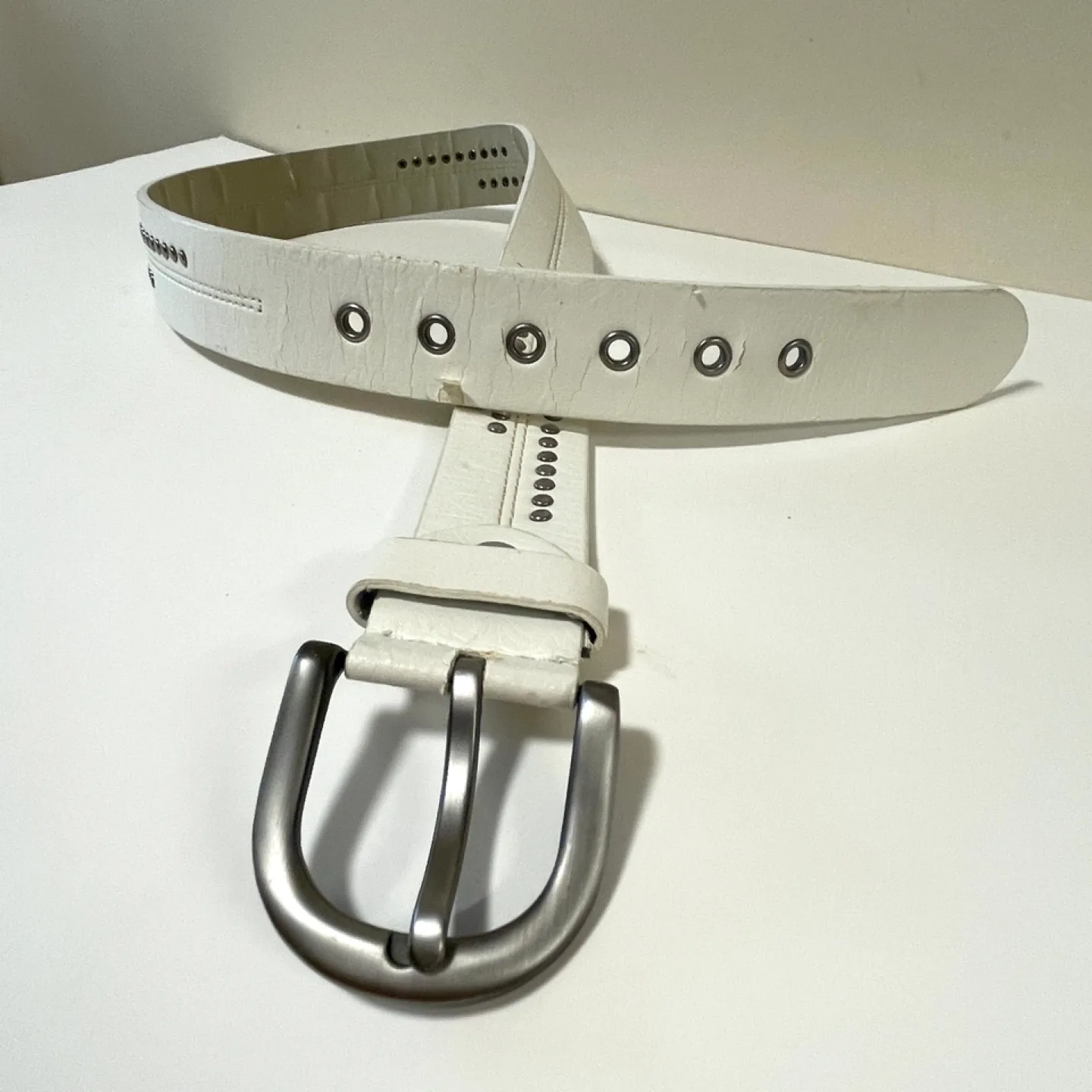 White Leather Belt 38” thumbnail