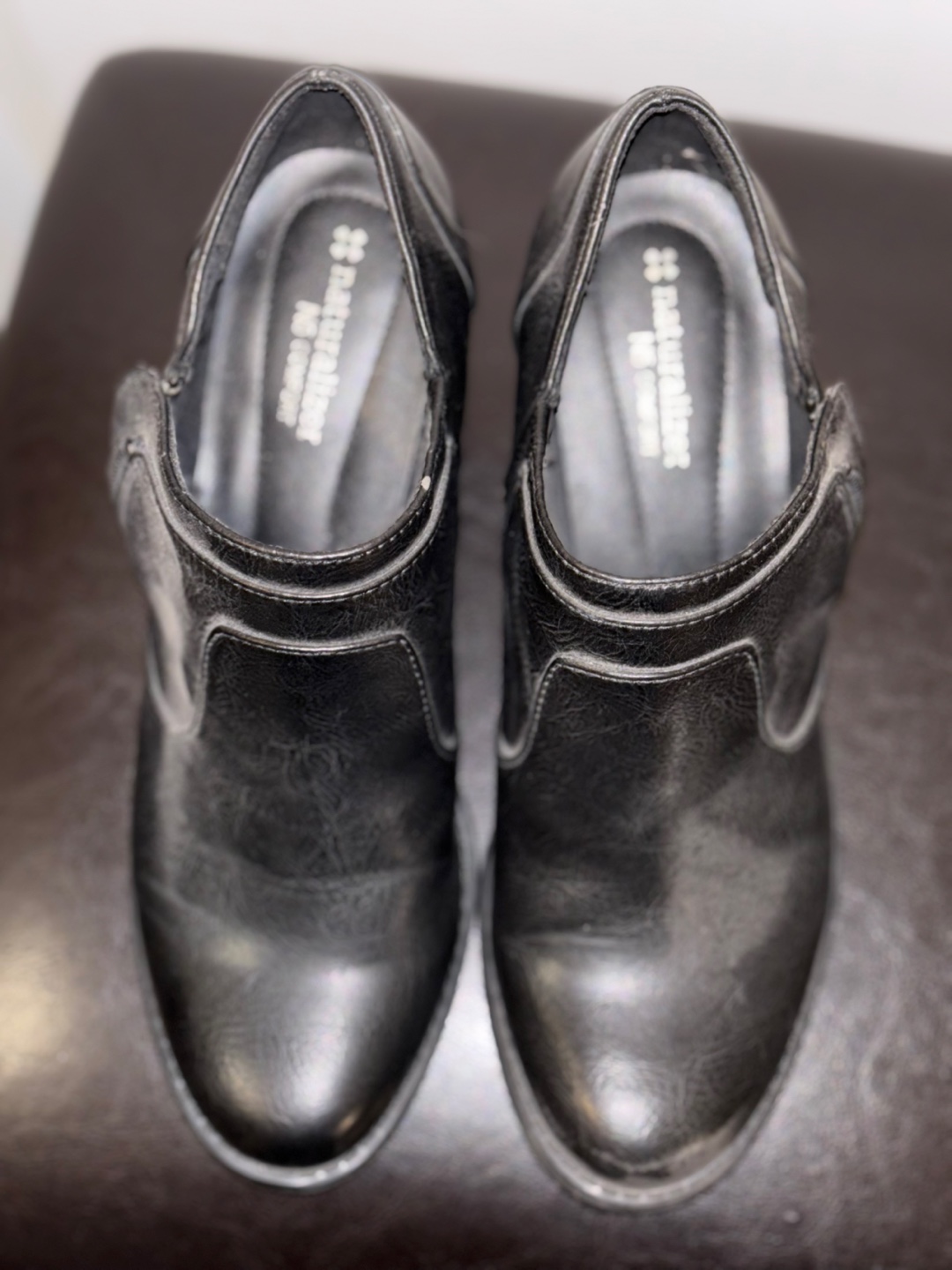 Naturalizer Black Leather Heeled Booties