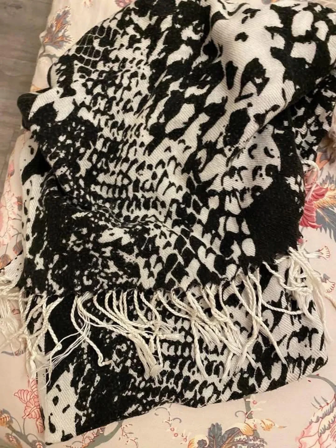 White Faux Fur Scarf and patterned scarf image indicator(2)