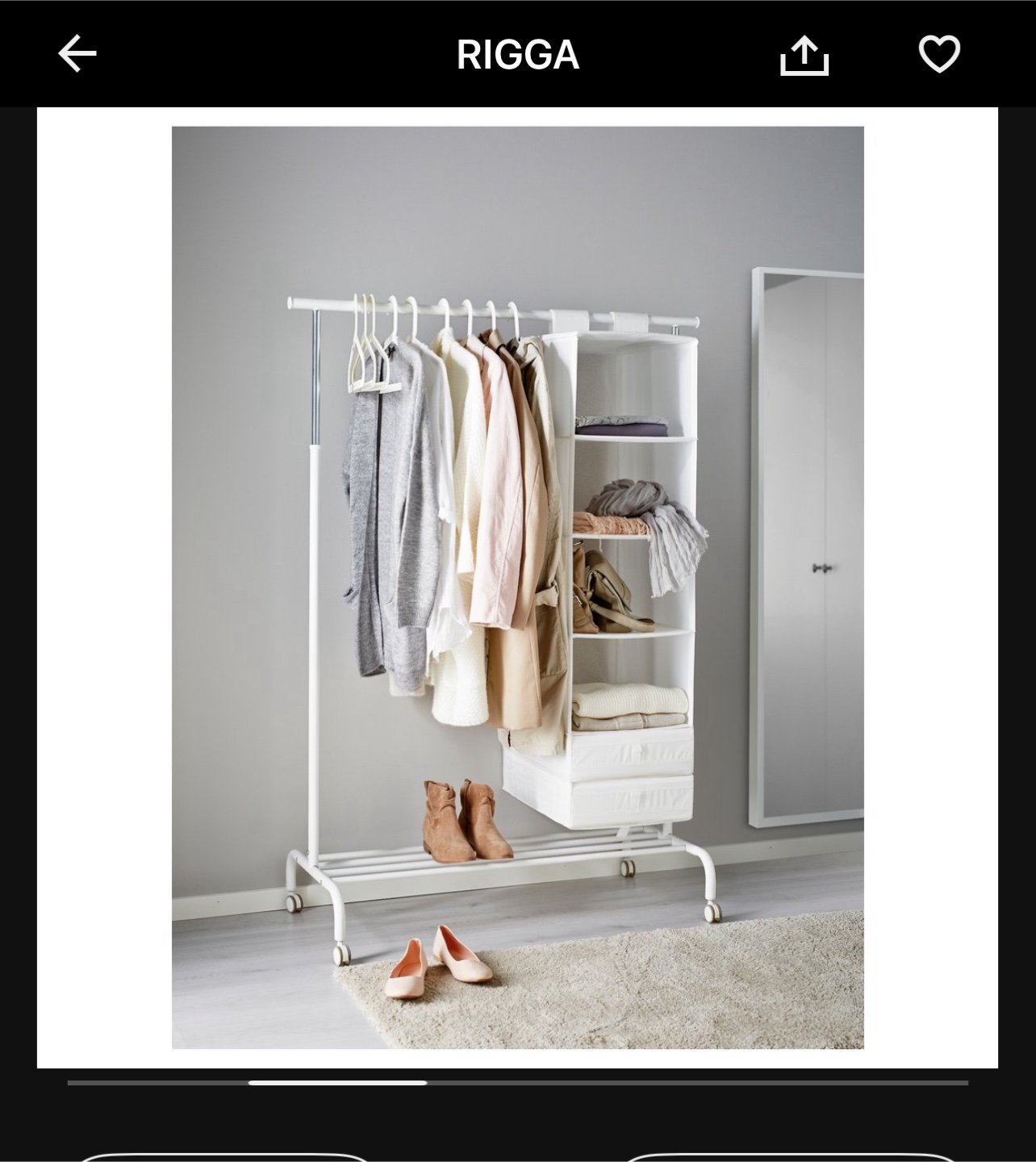 IKEA RIGGA Clothes Rack - White and hanging shelves