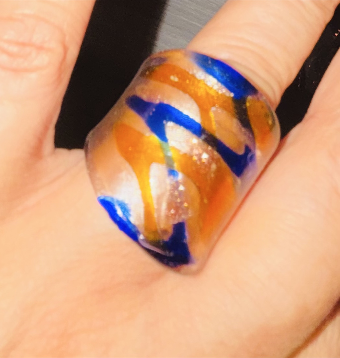 Murano Glass Ring - Blue & Gold