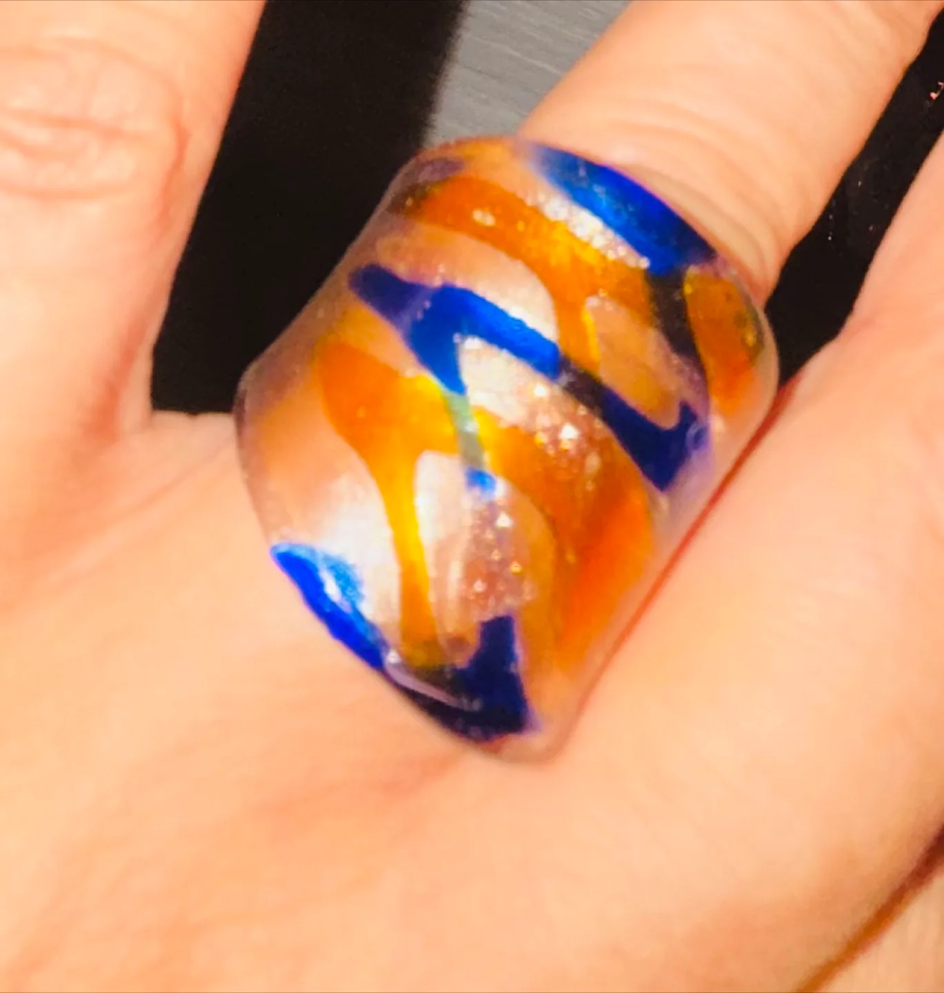 Murano Glass Ring - Blue & Gold thumbnail