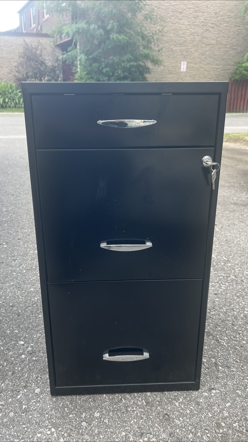 Black Metal Filing Cabinet - 3 Drawers