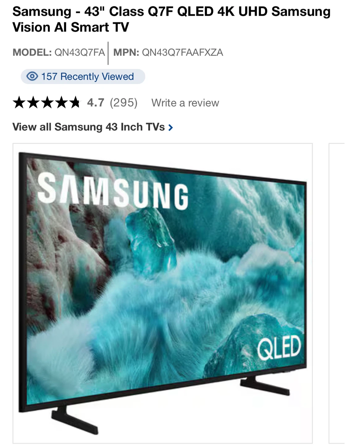 Samsung 43" QLED 4K UHD Smart TV - photo 2