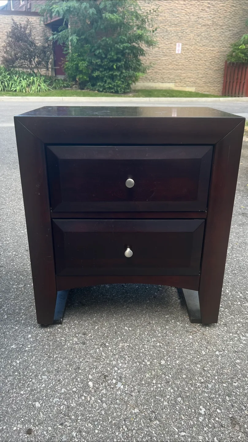 Dark Brown Two-Drawer Nightstand thumbnail