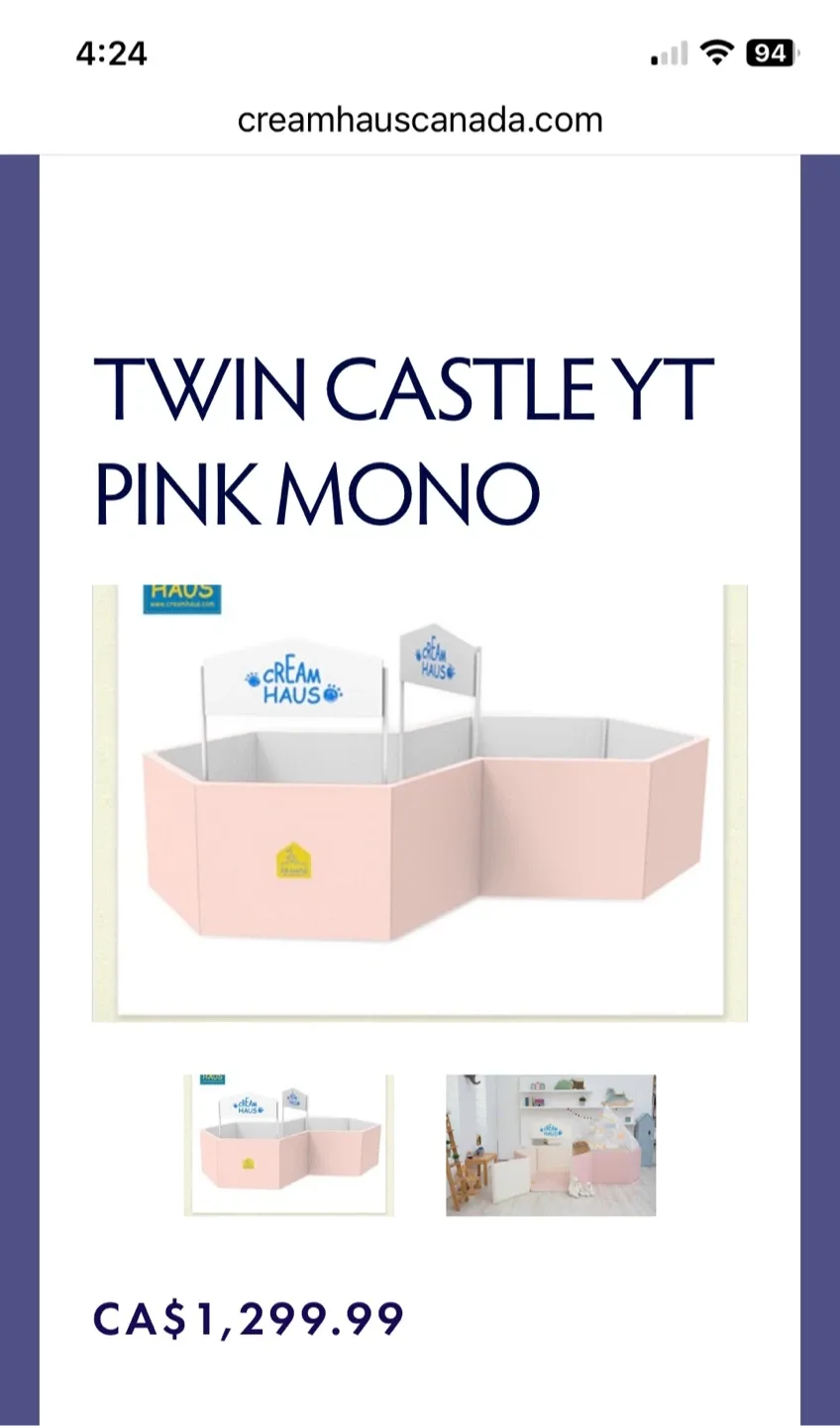 Cream Haus Twin Castle YT Pink Mono Play Mat image indicator(7)