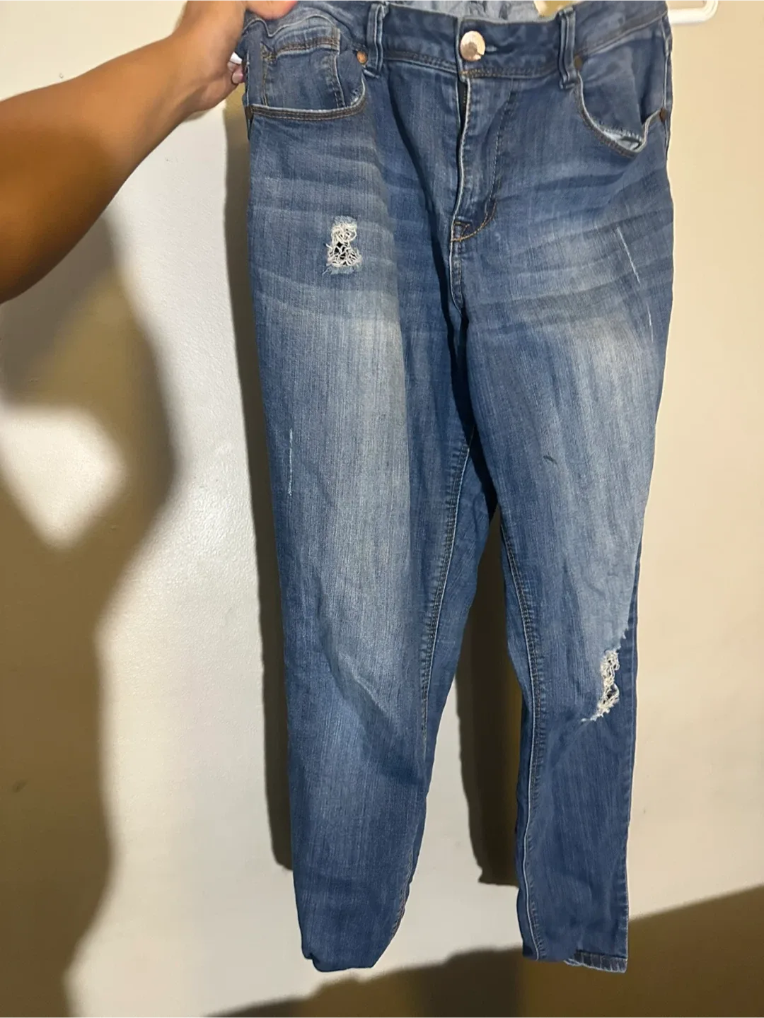 Distressed Blue Denim Jeans thumbnail