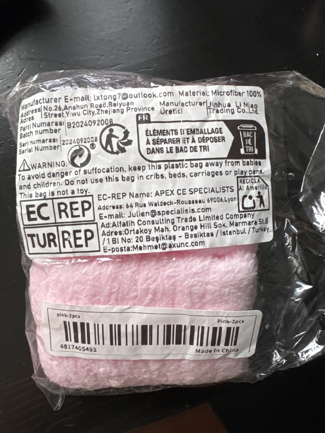 2pcs Pink Wrist Wash bands