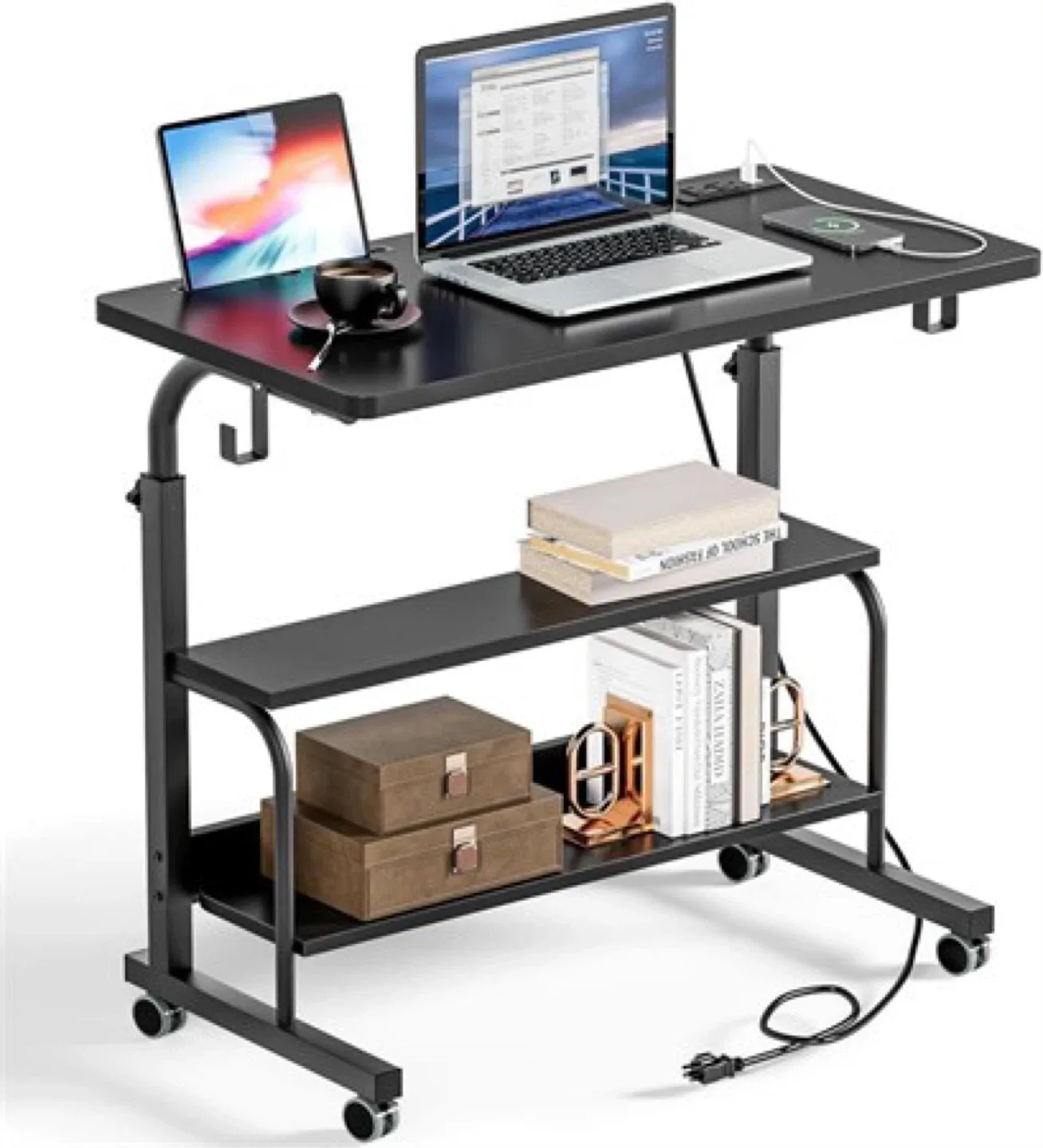 Black Adjustable Standing Desk with Power Outlets thumbnail