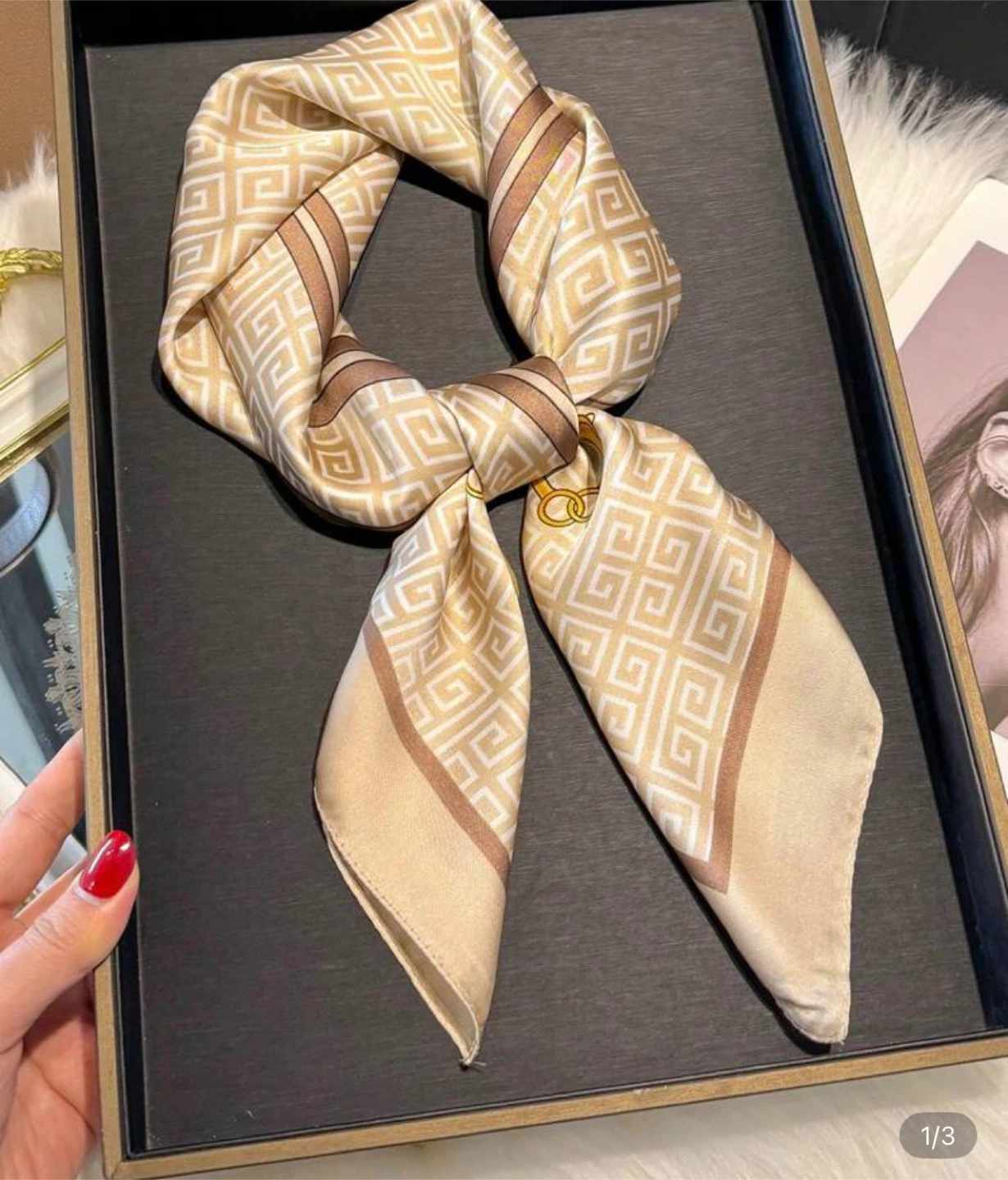 Beige Patterned Scarf
