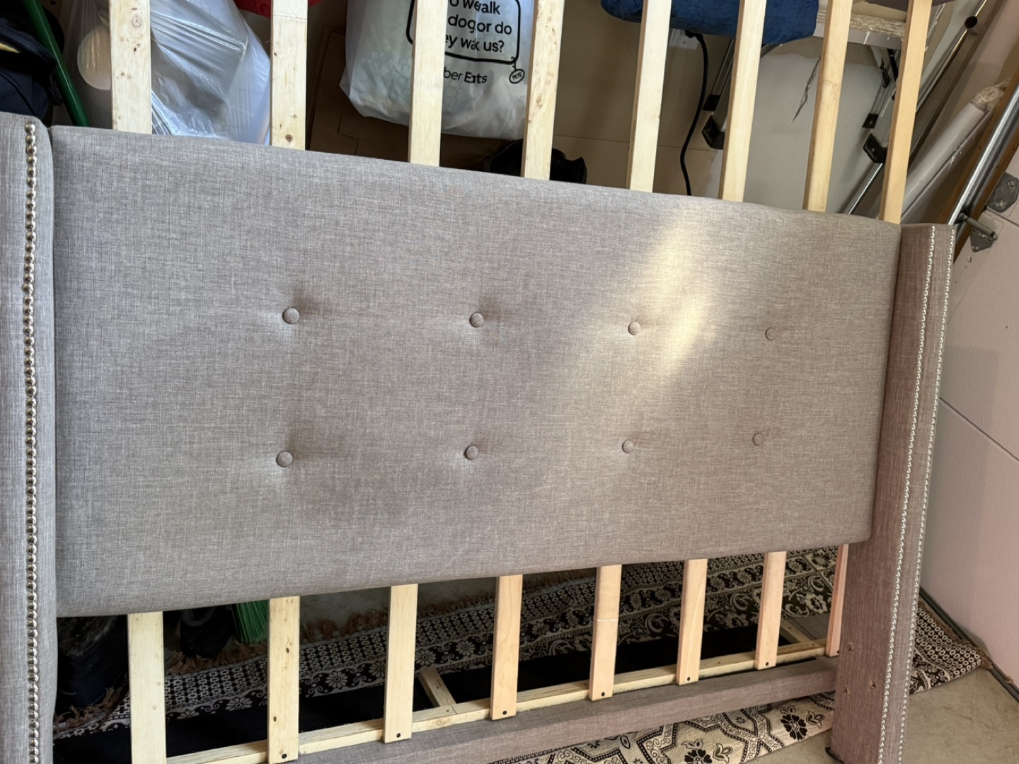 Upholstered Bed Frame - Grey full size bed - photo 5