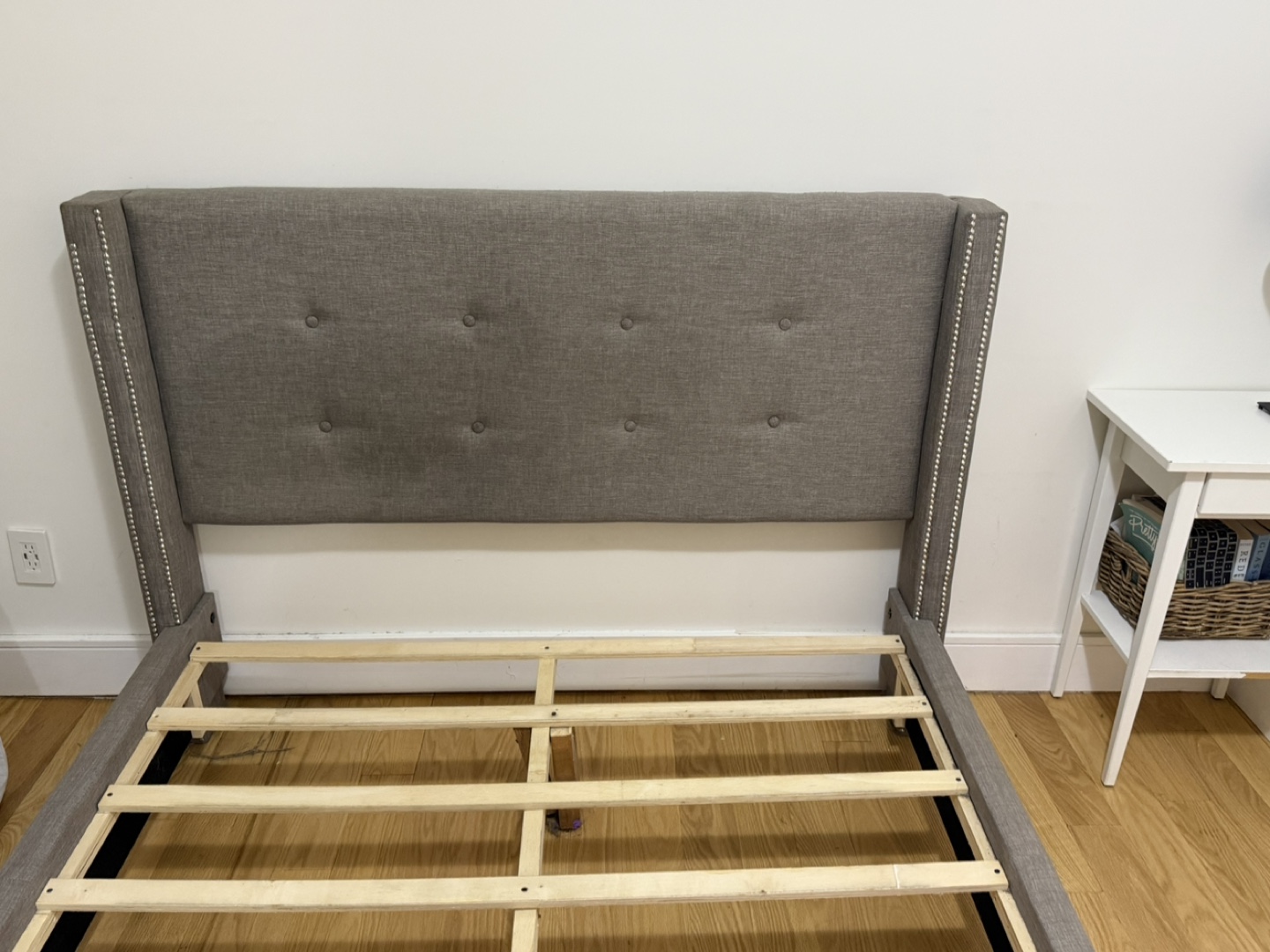 Upholstered Bed Frame - Grey full size bed - photo 2