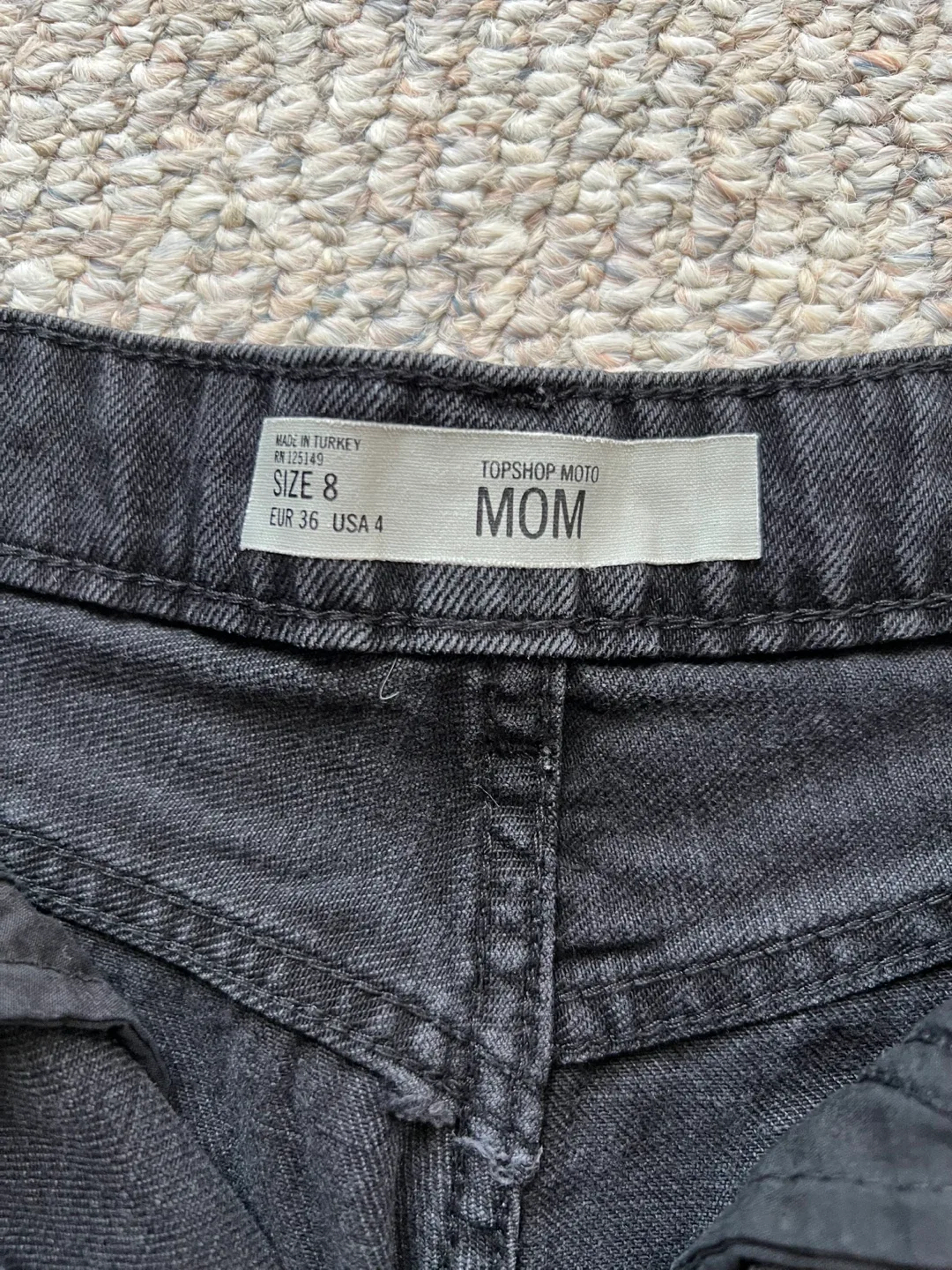 Topshop Moto Mom Black Denim Shorts - Size 8 image indicator(3)