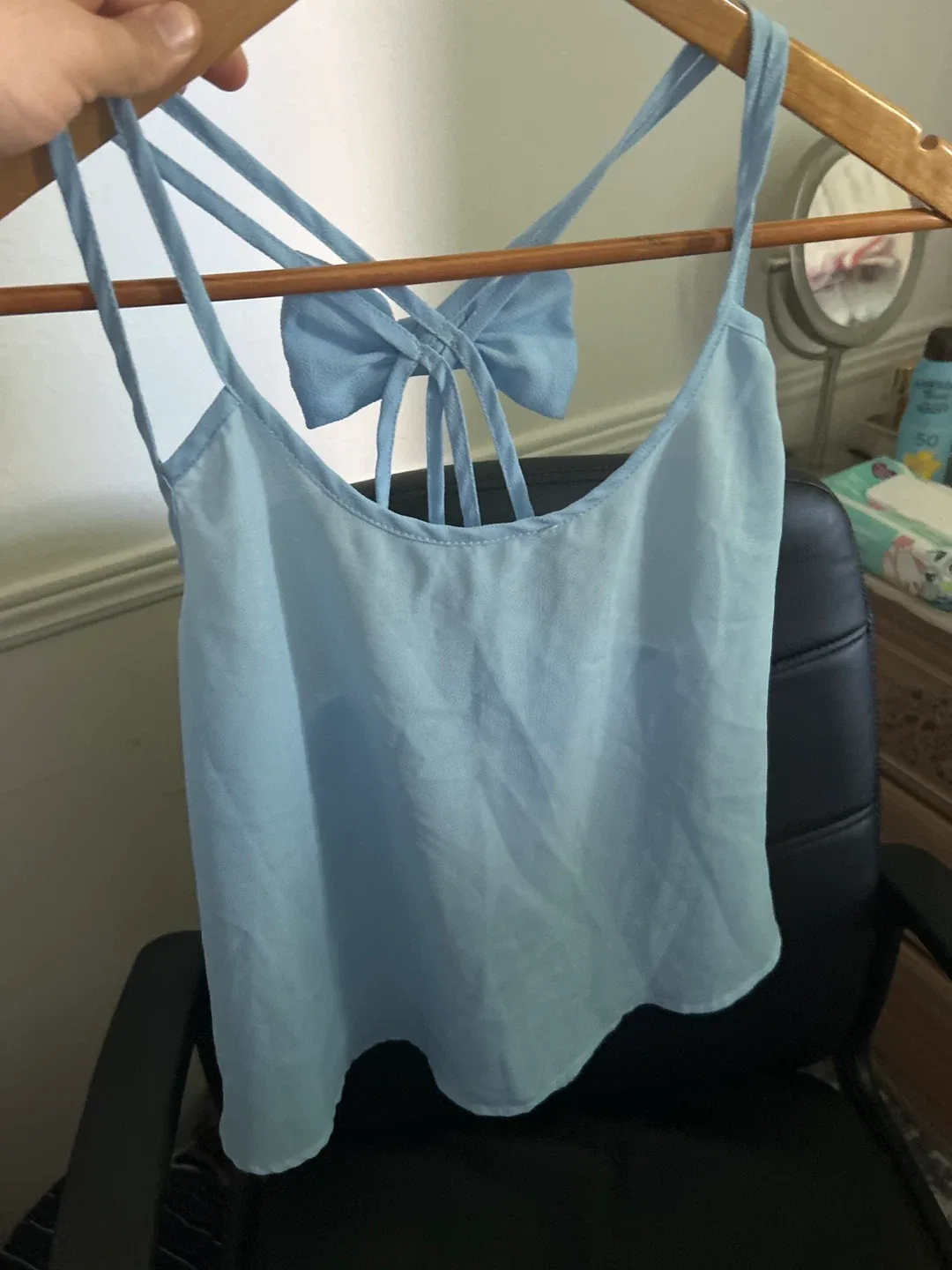 Light Blue Tank Top with Bow Detail thumbnail