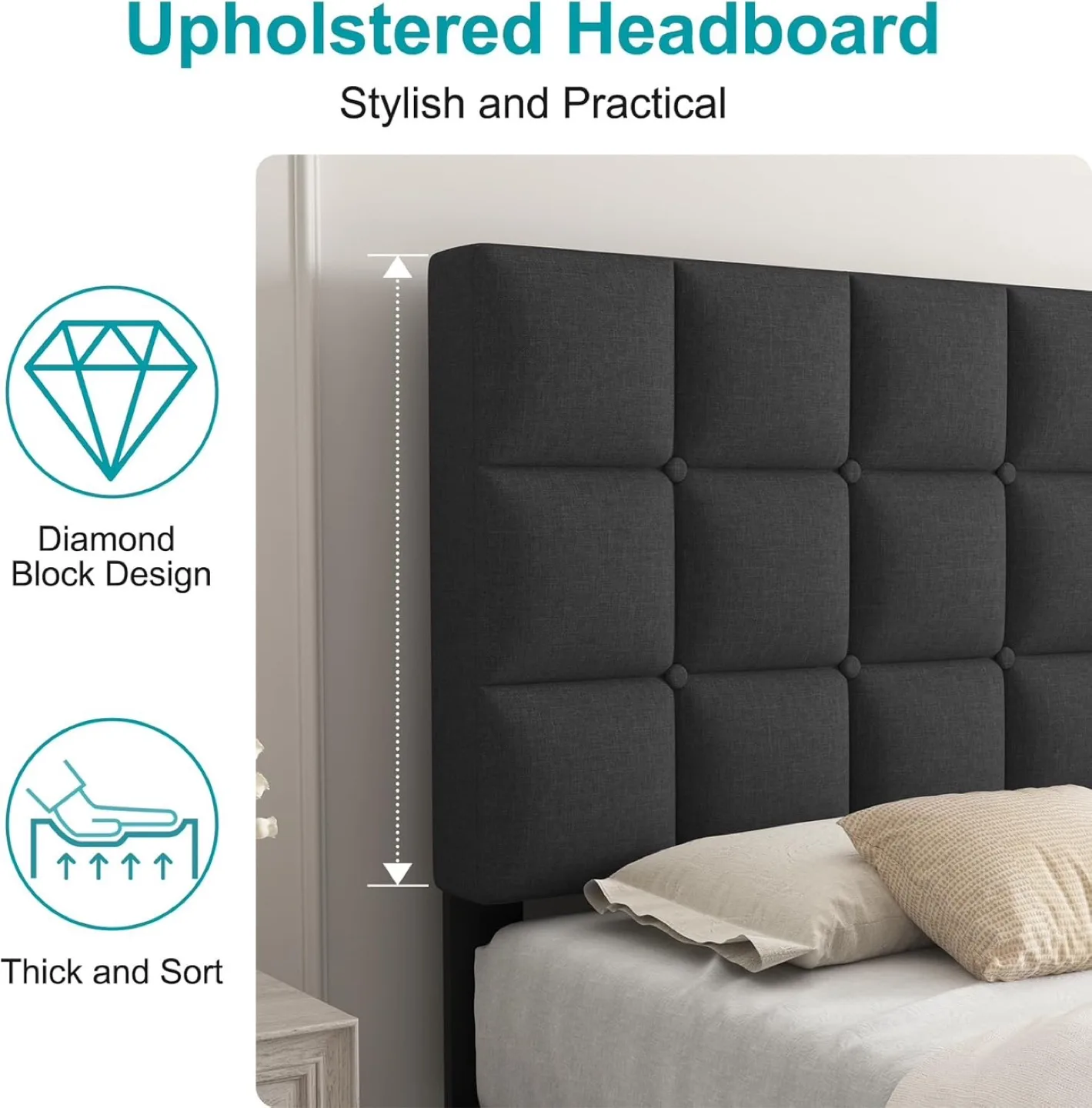 Double bed frame with upholstered headboard/platform - Brand New image indicator(3)