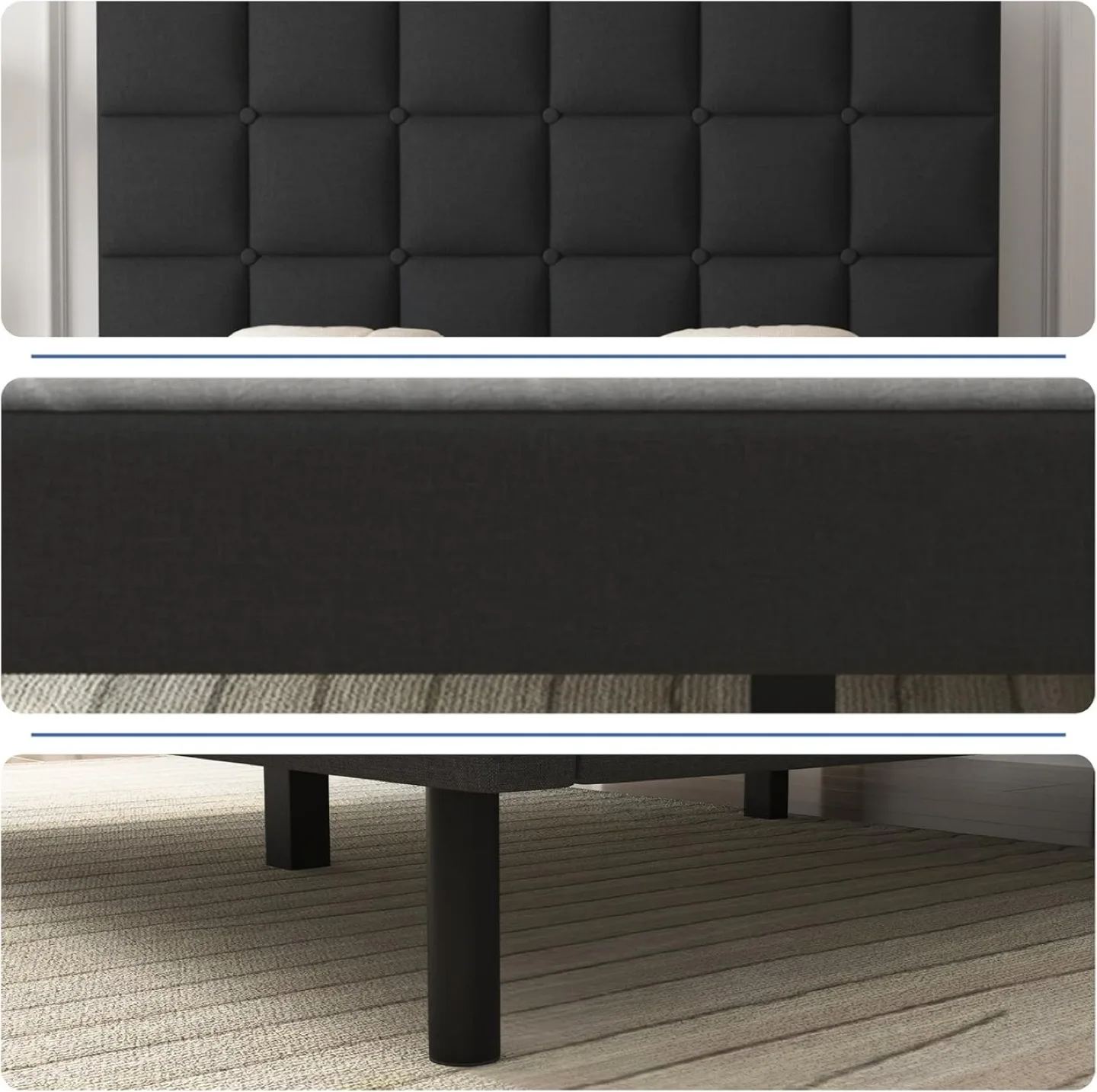 Double bed frame with upholstered headboard/platform - Brand New image indicator(4)