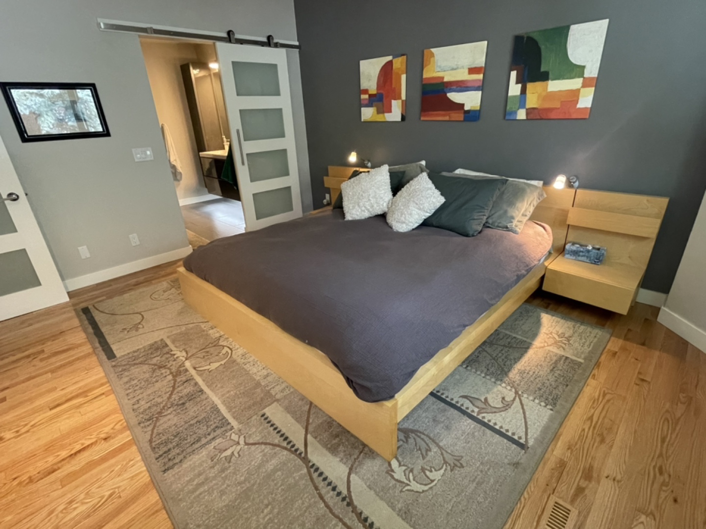 King Size Bed with Attached Nightstands