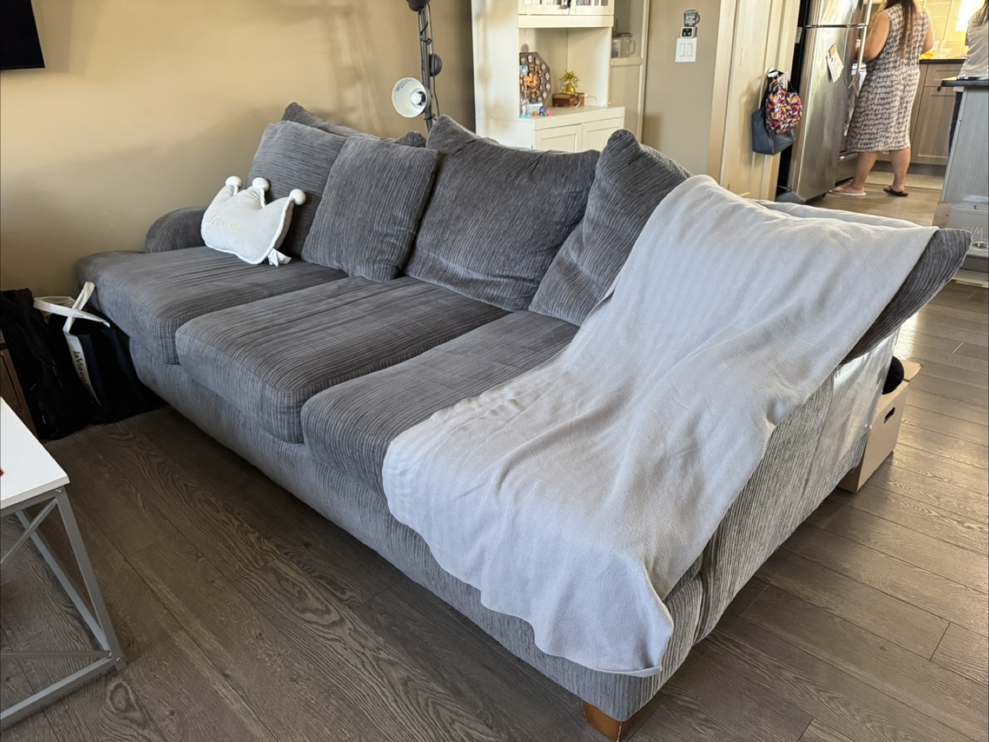 Grey Corduroy Sofa