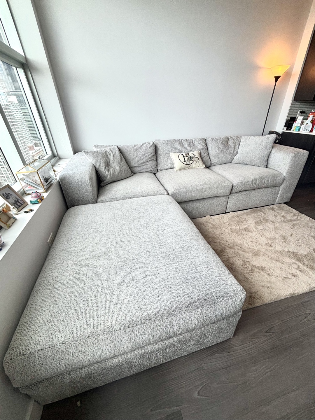 Gray 3-Piece Sectional Sofa and Ottoman - photo 2