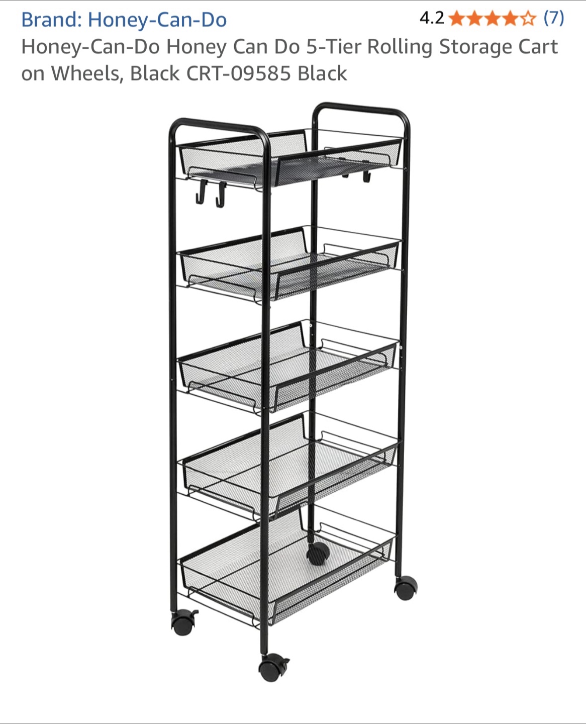 Michales Black 5-Tier Rolling Storage Cart