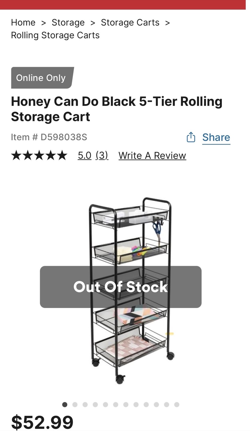 Michales Black 5-Tier Rolling Storage Cart - photo 2
