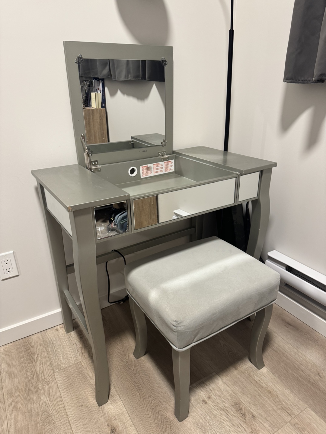 Grey Vanity Table with Stool