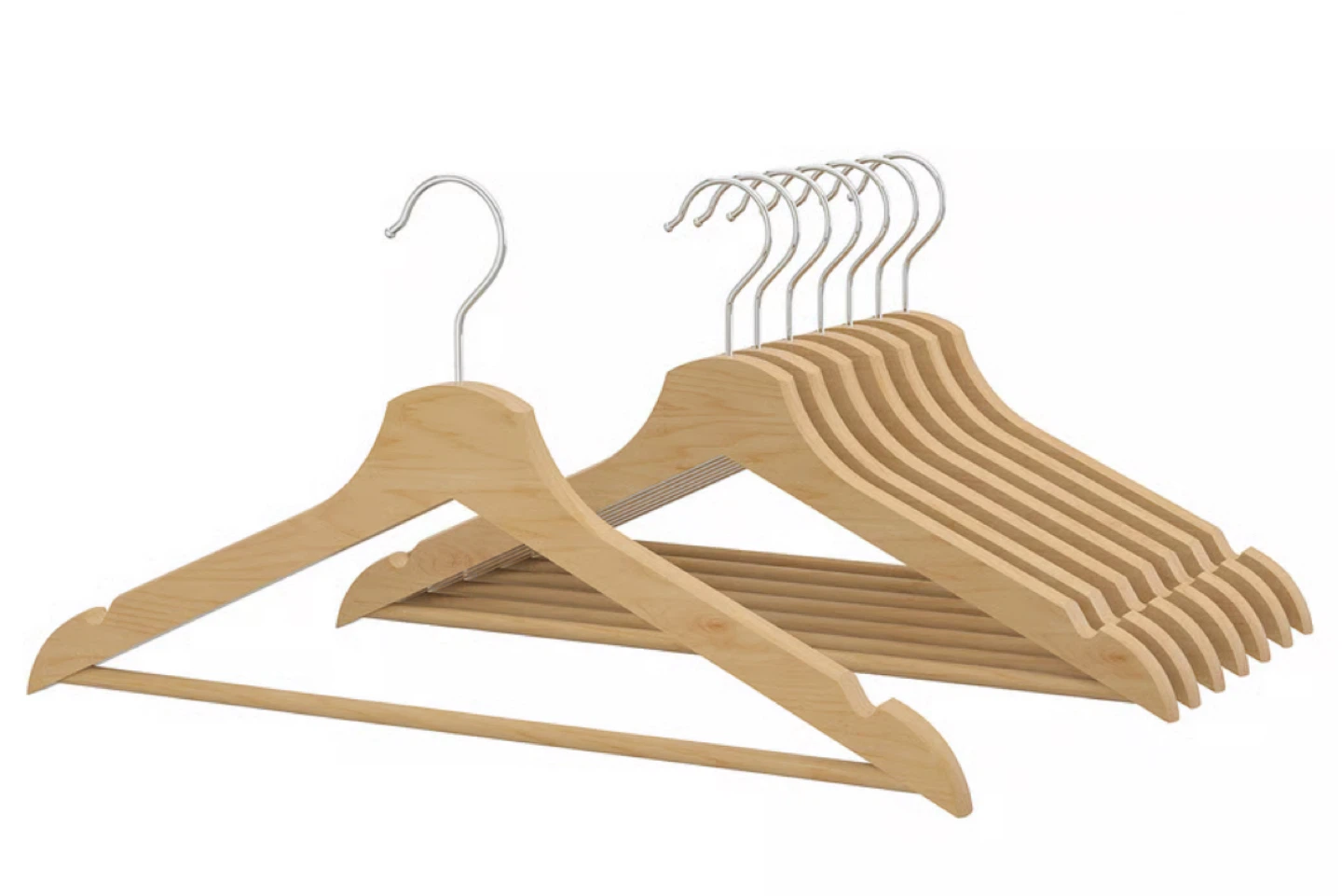 IKEA BUMERANG Wooden Clothes Hangers - Set of 8