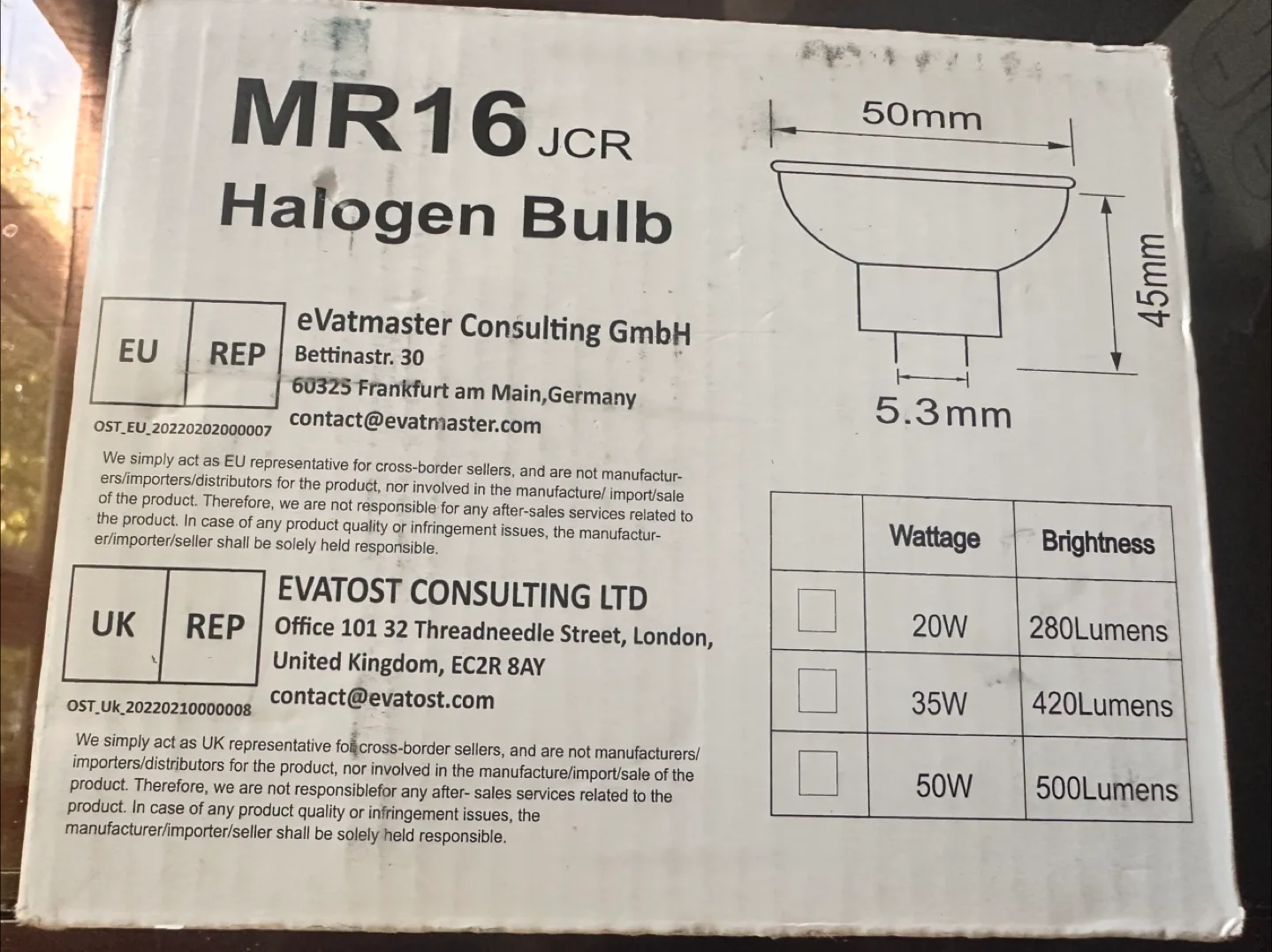 ETUOLMP MR16 JCR Halogen Bulb - New image indicator(7)