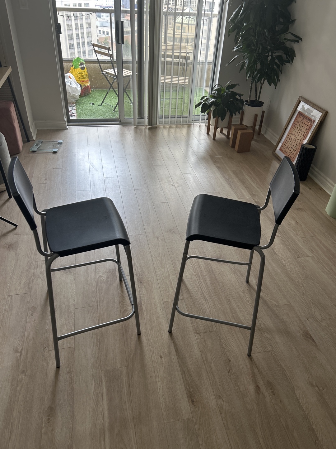 Set of 2 Bar Stools - Black