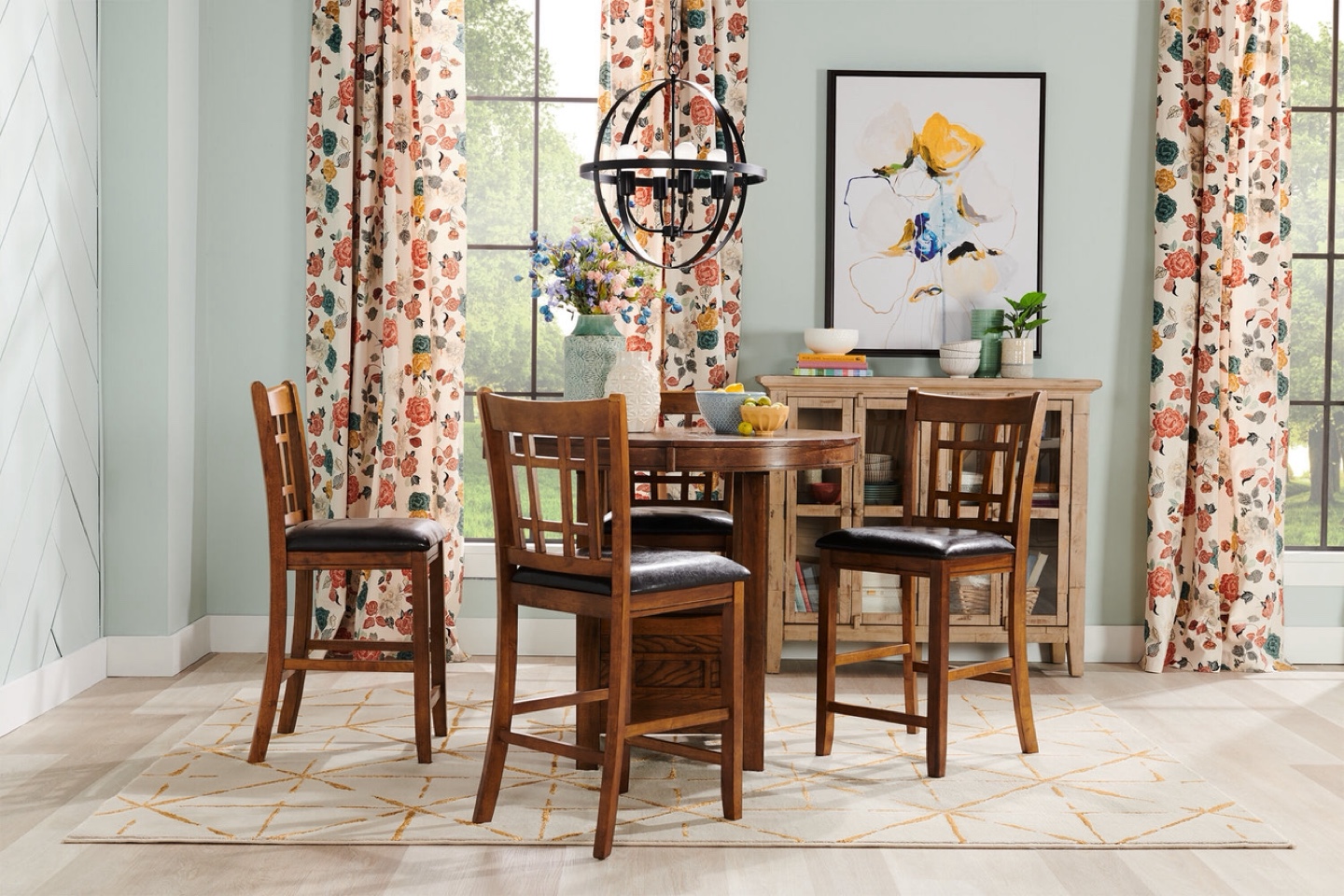 Round Dining Table with 4 Chairs - Dark Brown - photo 3