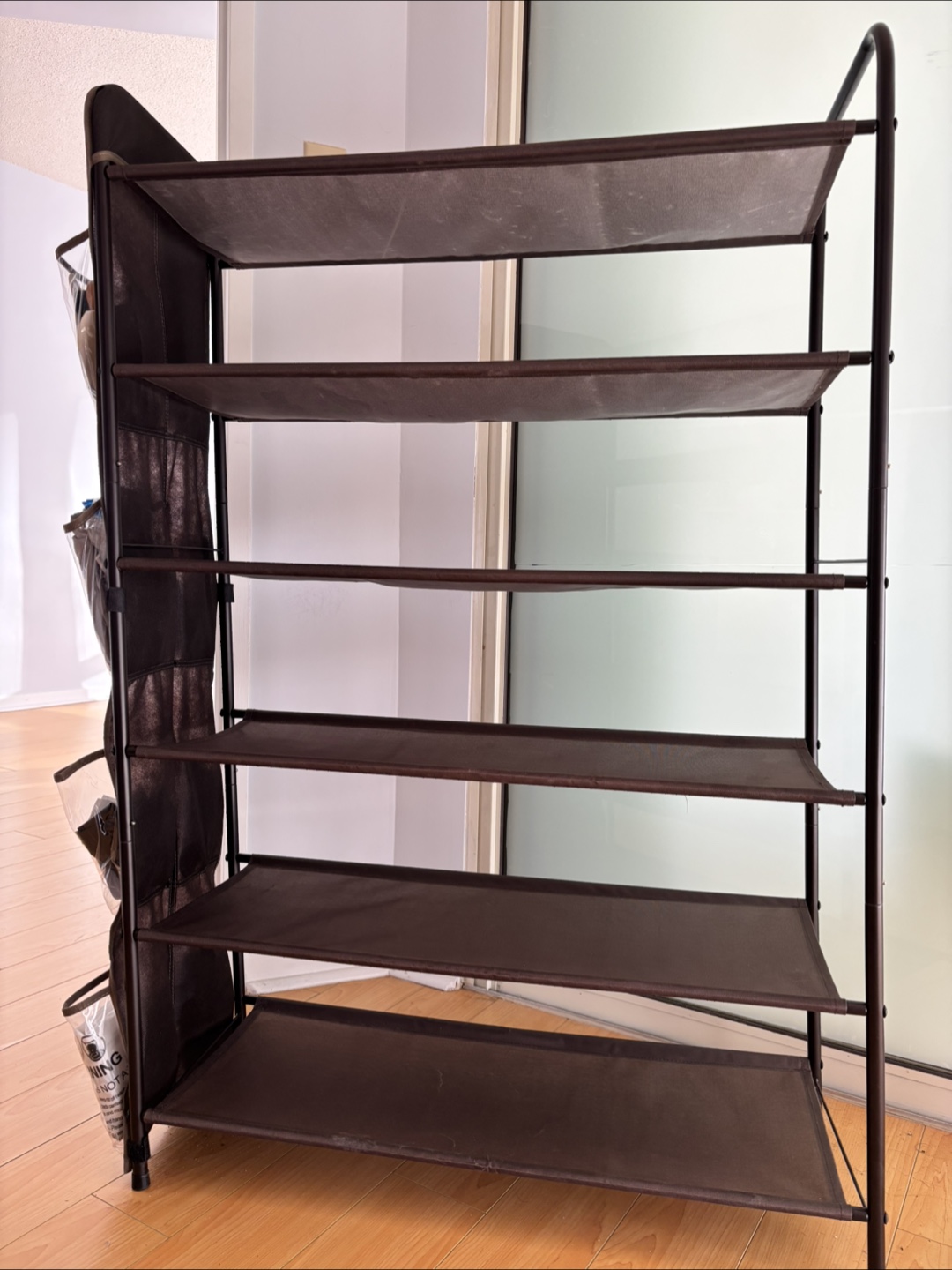 6-Tier Shoe Shelf Rack Storage Organizer with Hanging Pockets - photo 2