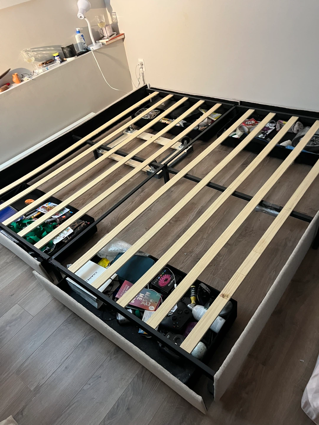 King size Bed Frame with Storage Drawers
