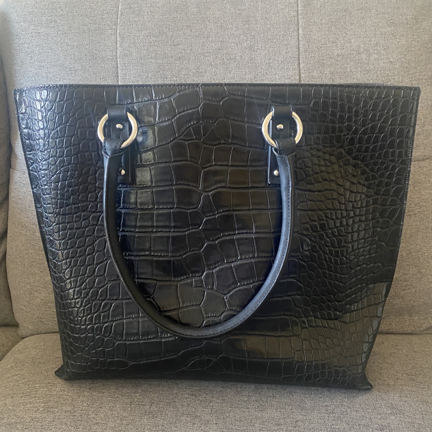 Armani Jeans Black Faux Croc Tote Bag - photo 2
