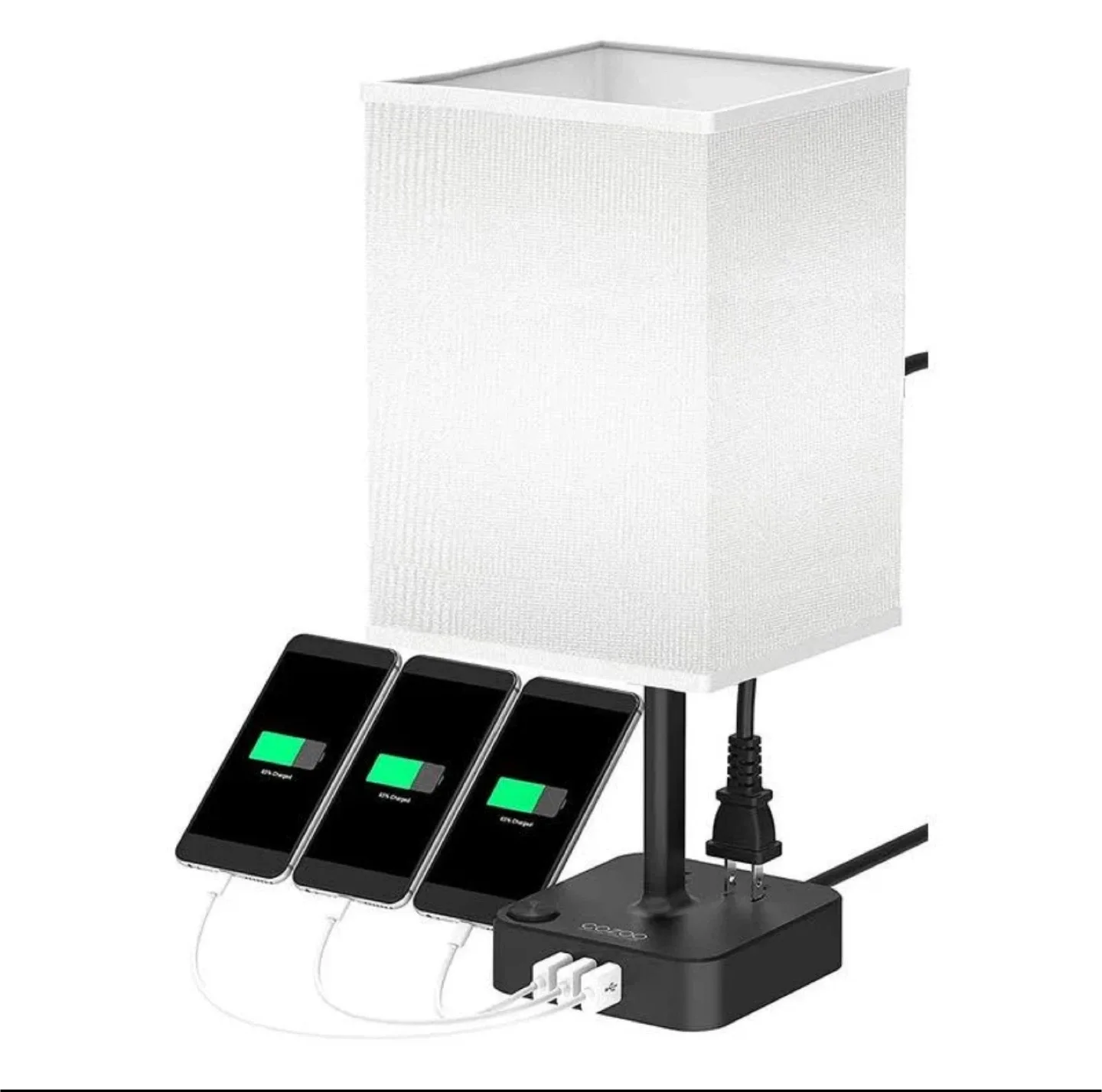 COZOO Bedside Lamp with 3 USB Charging Ports-White thumbnail